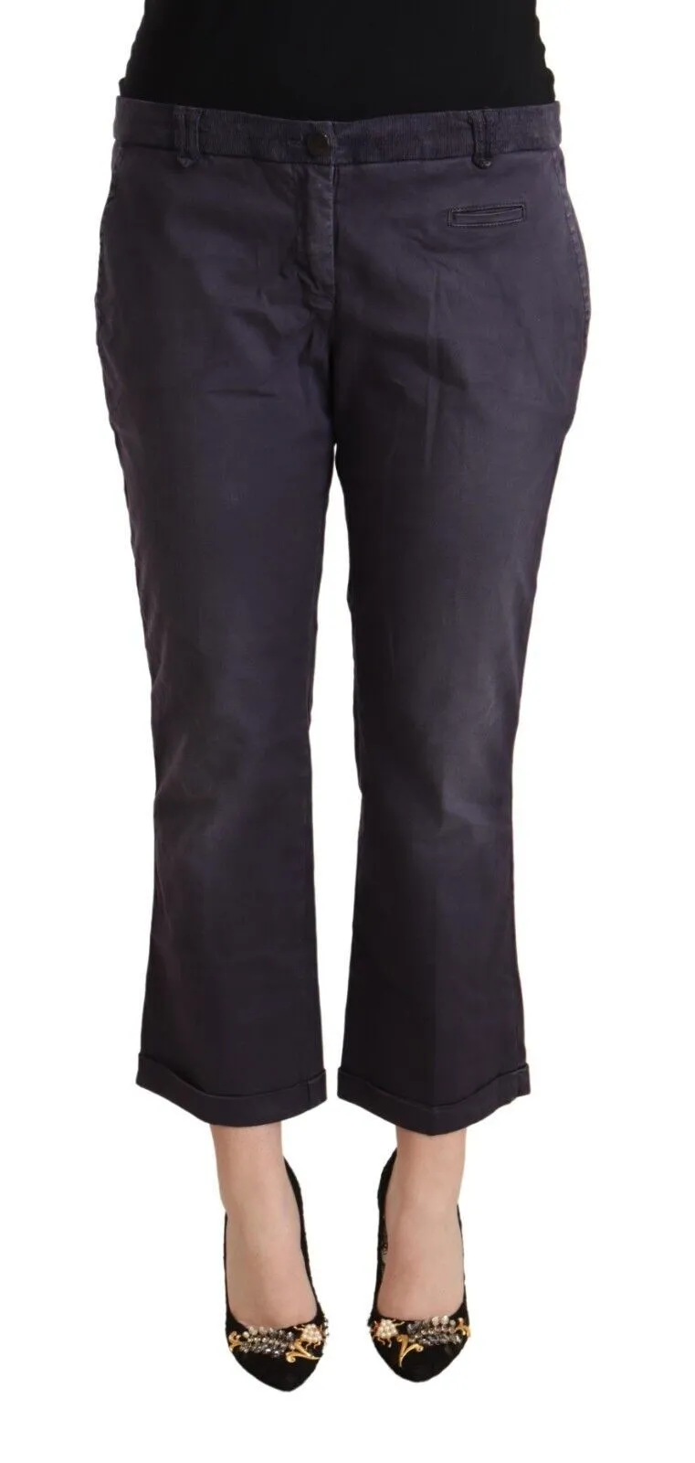 Jucca Women's Chic Low Waist Cropped Pants in Black