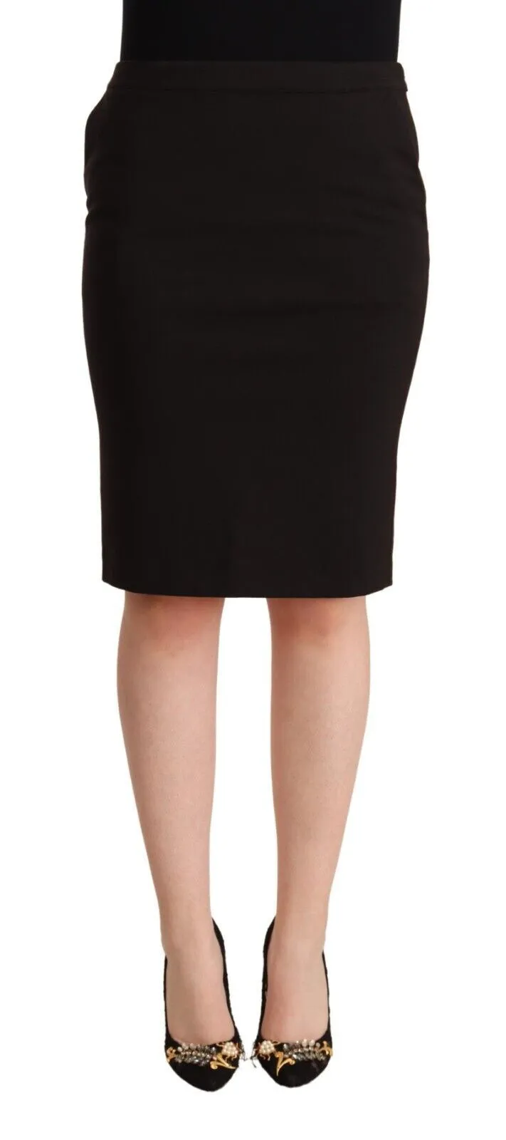 GF Ferre Women's Sleek Black Pencil Skirt Knee Length