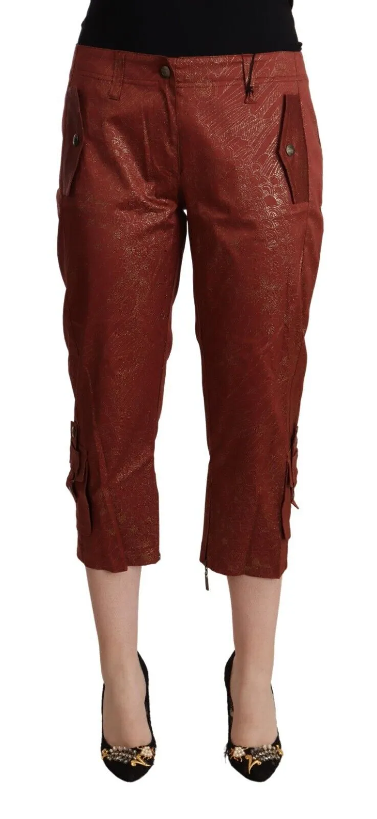 Just Cavalli Women's Chic Brown Cropped Cotton Pants