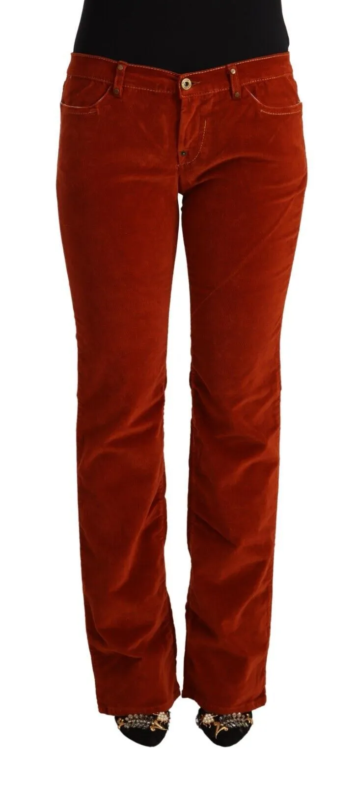 GF Ferre Women's Chic Red Low Waist Straight Cut Jeans