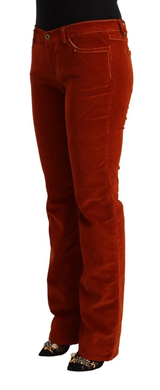 GF Ferre Women's Chic Red Low Waist Straight Cut Jeans