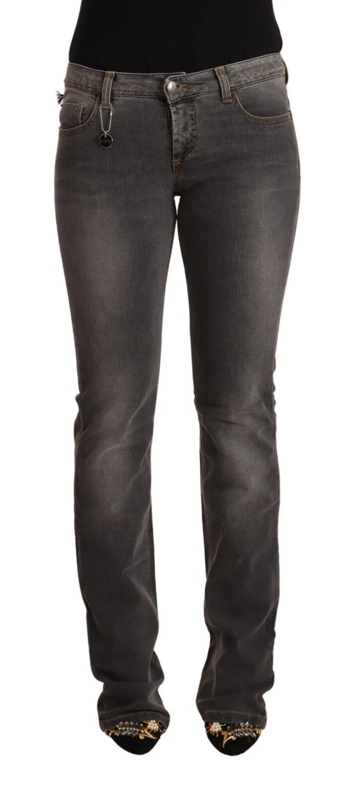 Costume National Women's Chic Gray Low Waist Skinny Denim