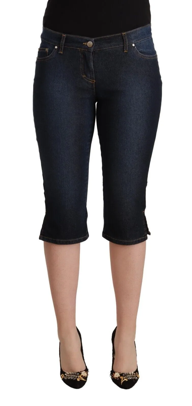 GF Ferre Women's Chic Low Waist Capri Denim Pants