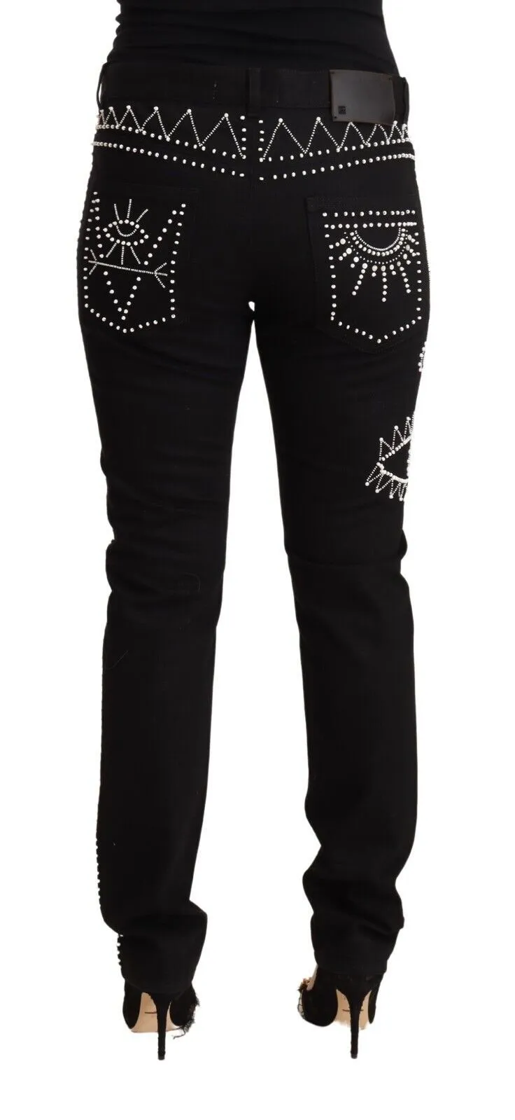 Valentino Women's Embellished Black Mid-Waist Denim