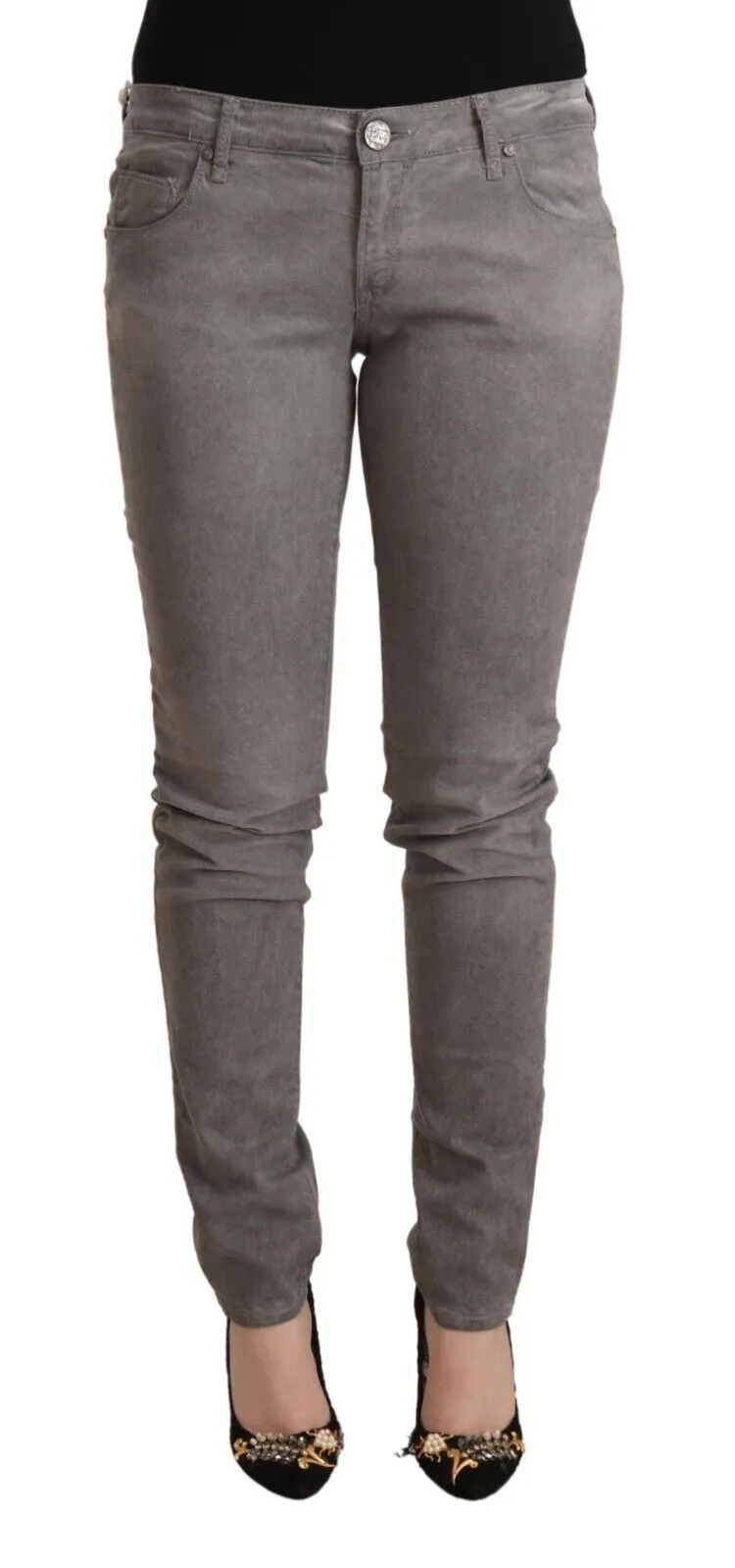 Acht Women's Chic Gray Low Waist Skinny Cotton Jeans