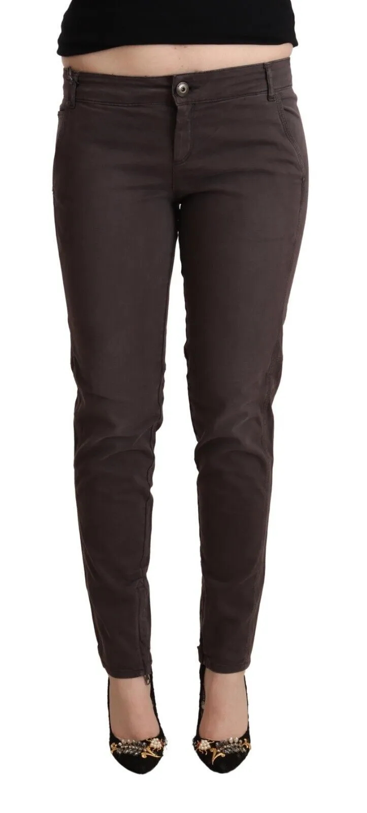 Ermanno Scervino Women's Chic Brown Low Waist Skinny Pants
