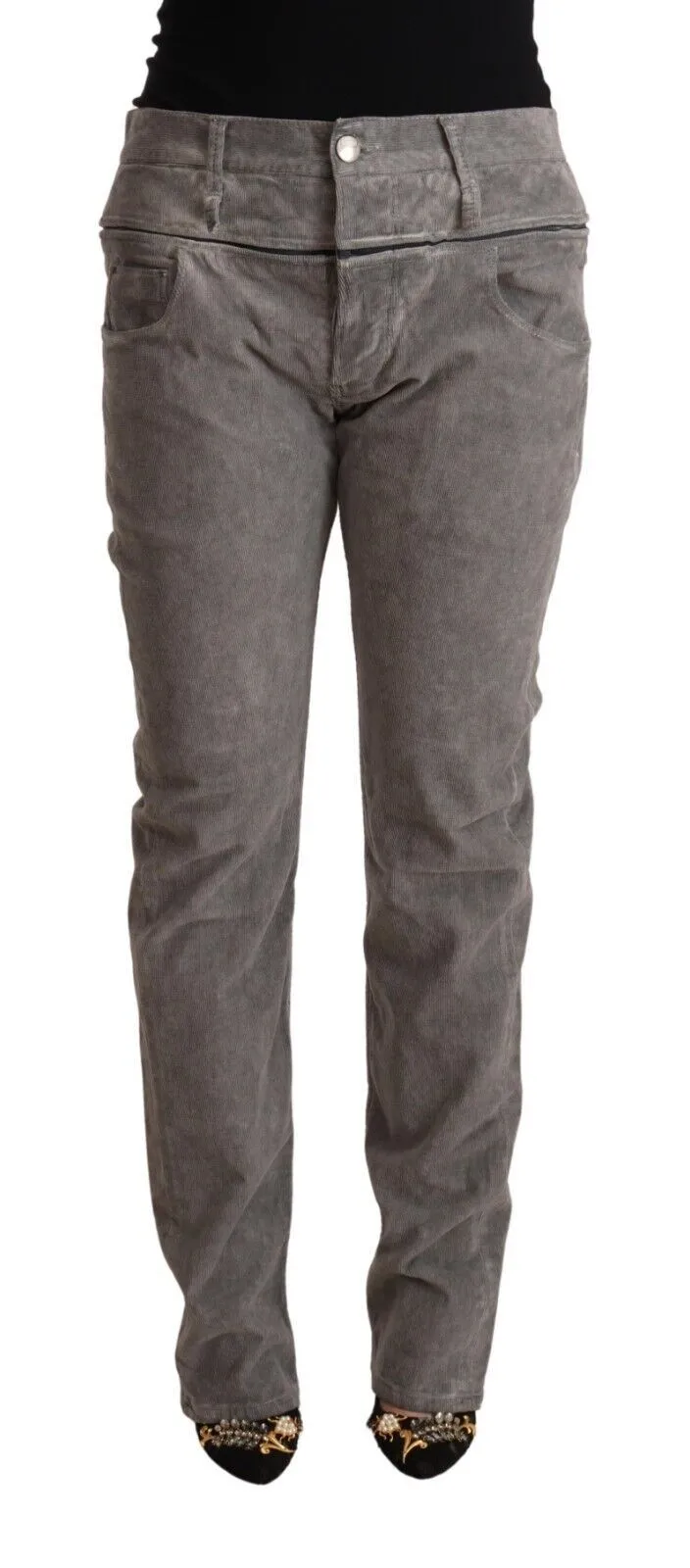 Acht Women's Chic Gray High Waist Straight Fit Jeans