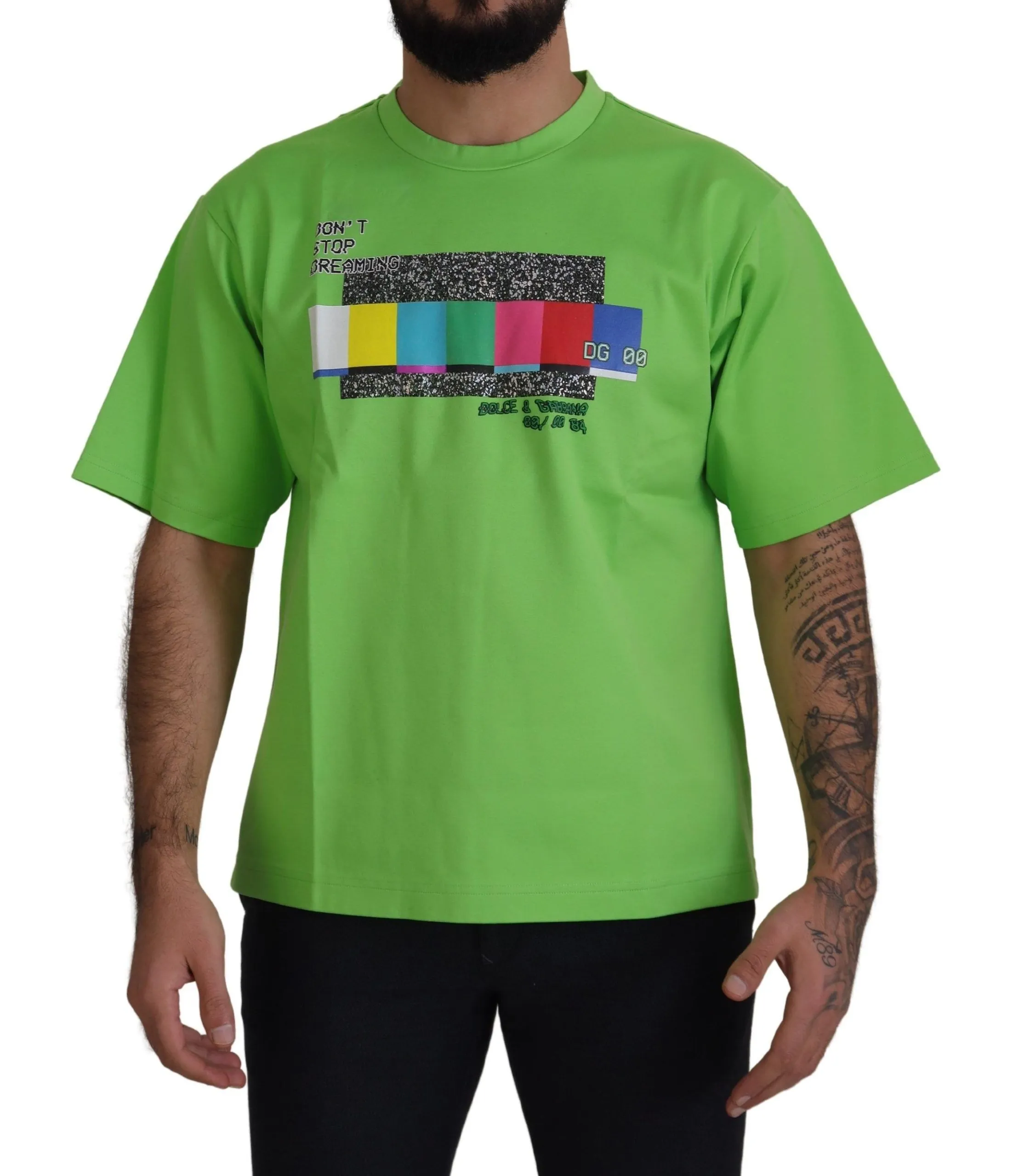 Dolce & Gabbana Men's Chic Green Crewneck Short Sleeve Tee