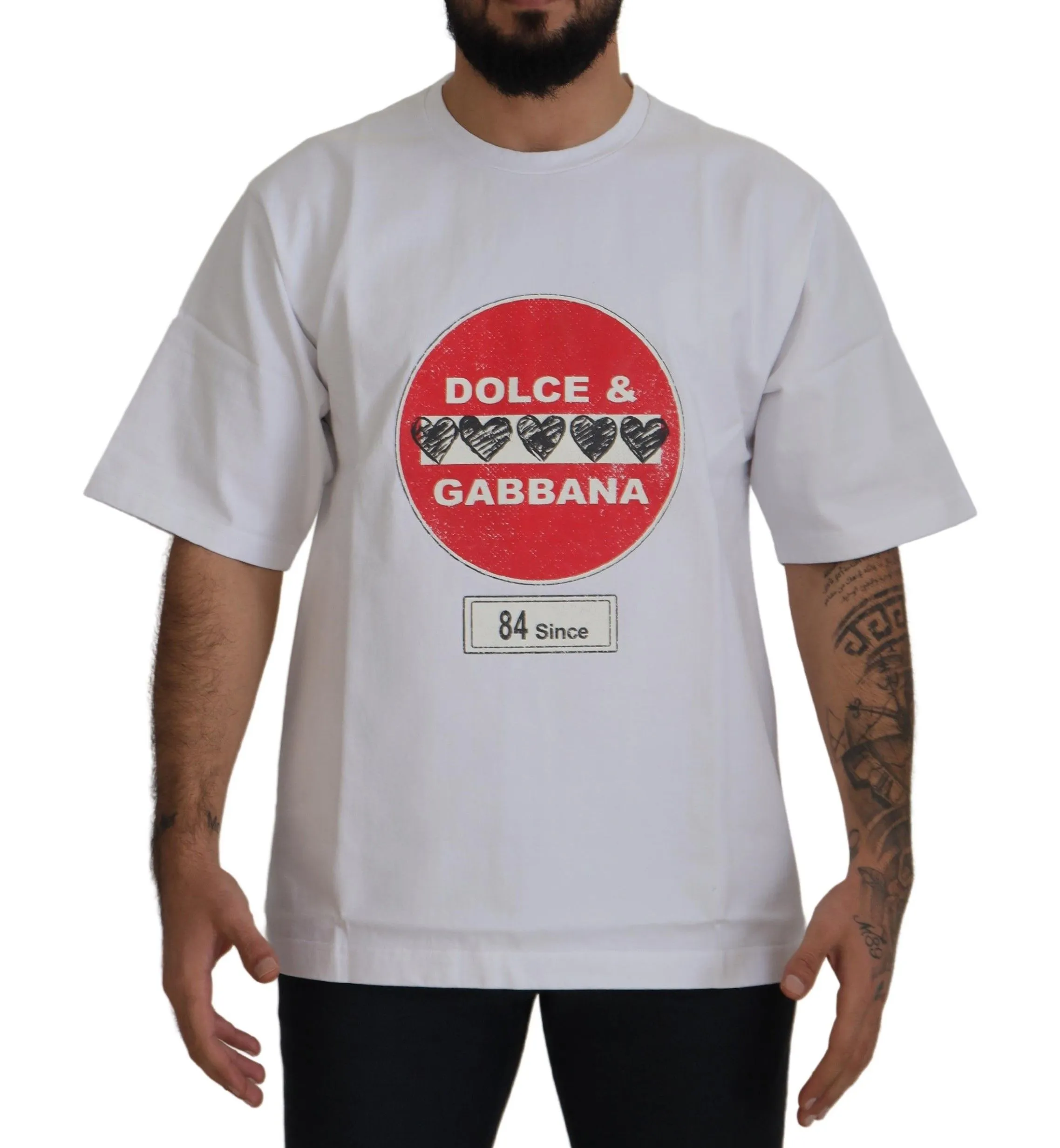 Dolce & Gabbana Men's Chic White Cotton Heart Amor T-shirt