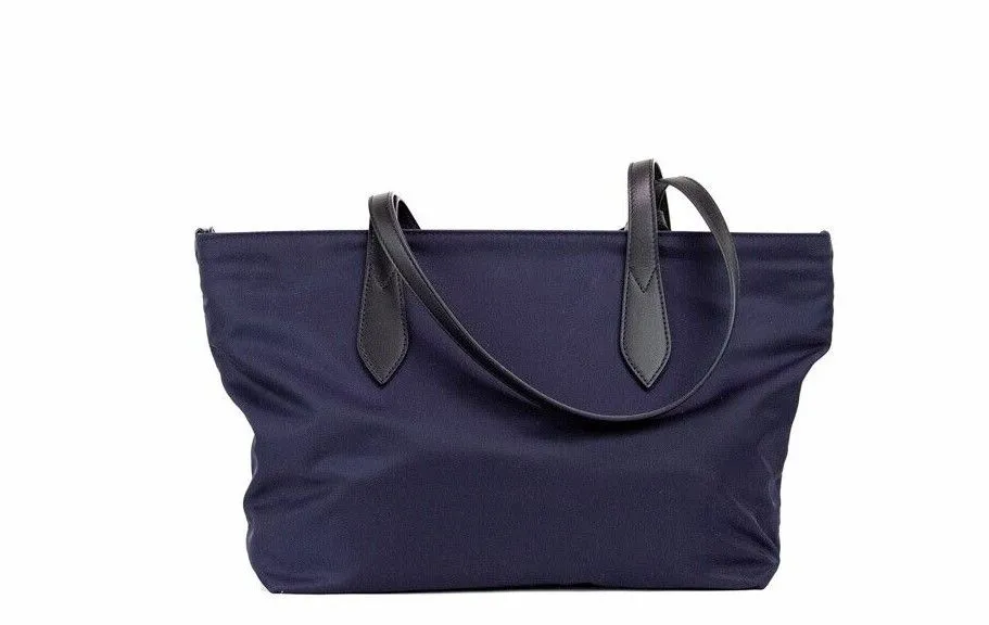 Burberry Women's Small Navy Blue Logo Econyl Nylon Tote Shoulder Handbag Purse