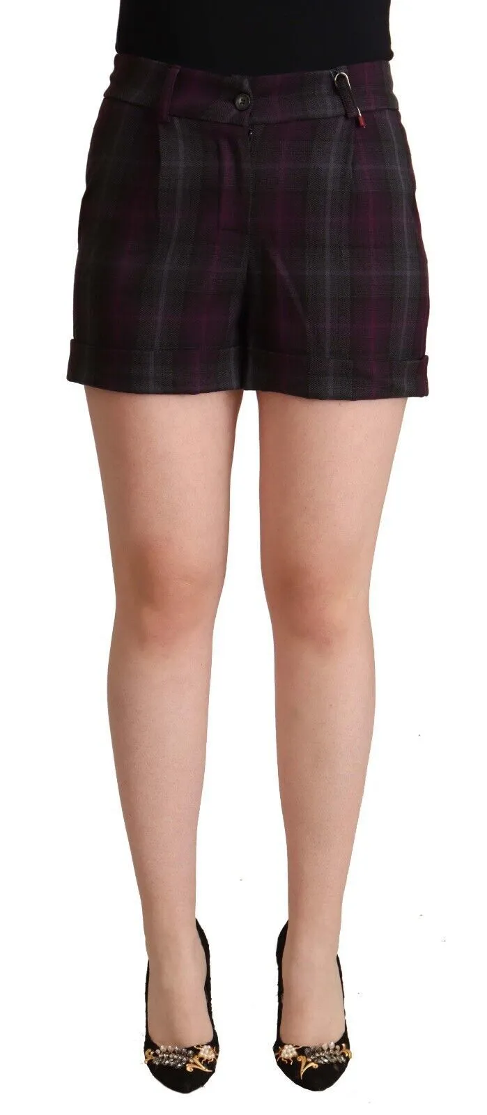 BENCIVENGA Women's Multicolor Mid Waist Checkered Shorts
