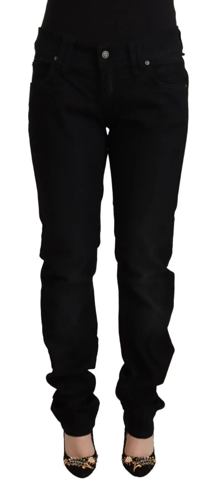 John Galliano Women's Chic Black Low Waist Skinny Denim