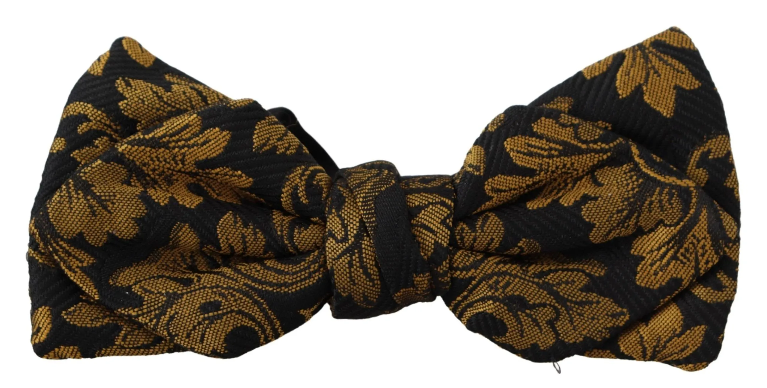 Dolce & Gabbana Men's Elegant Black Gold Floral Silk Bow Tie