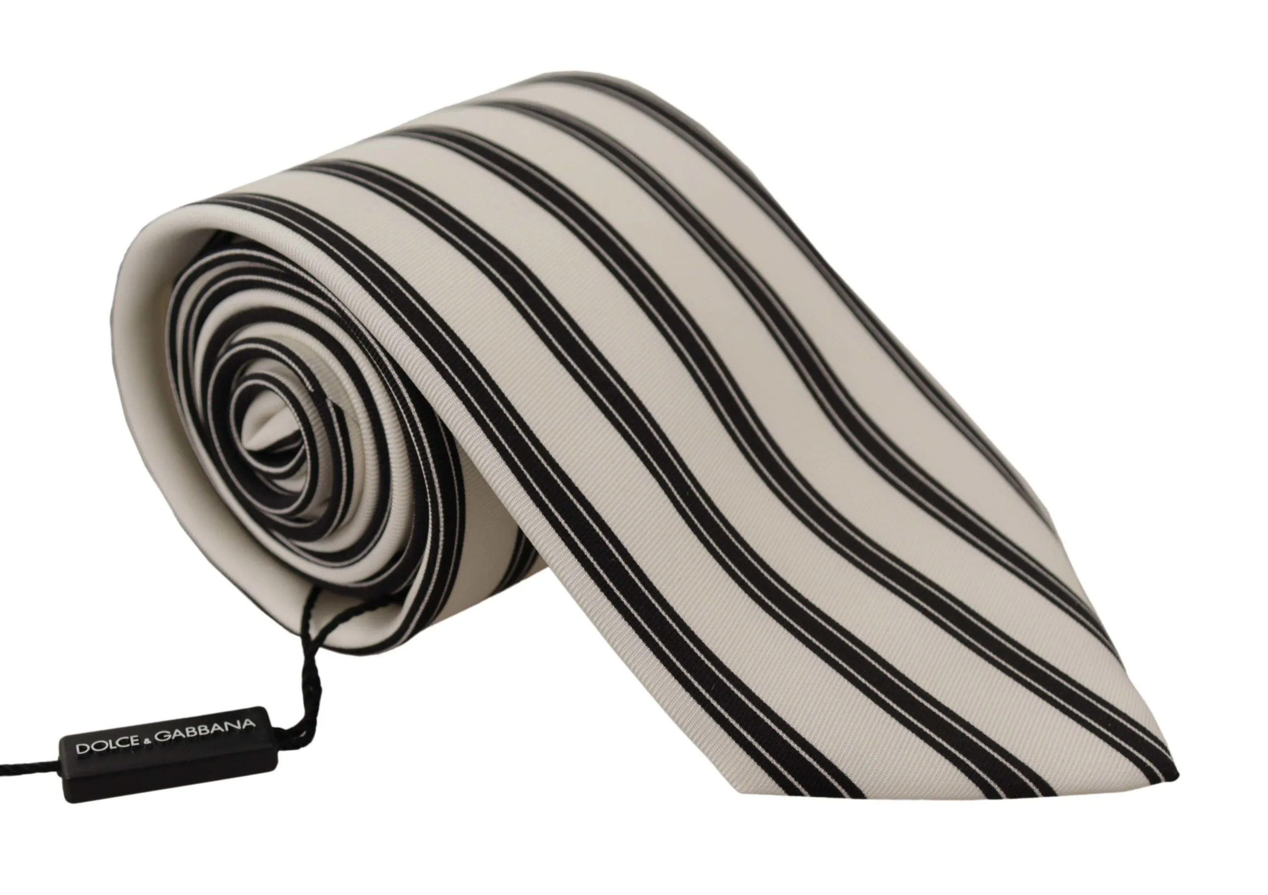 Dolce & Gabbana Men's Elegant Black and White Silk Tie