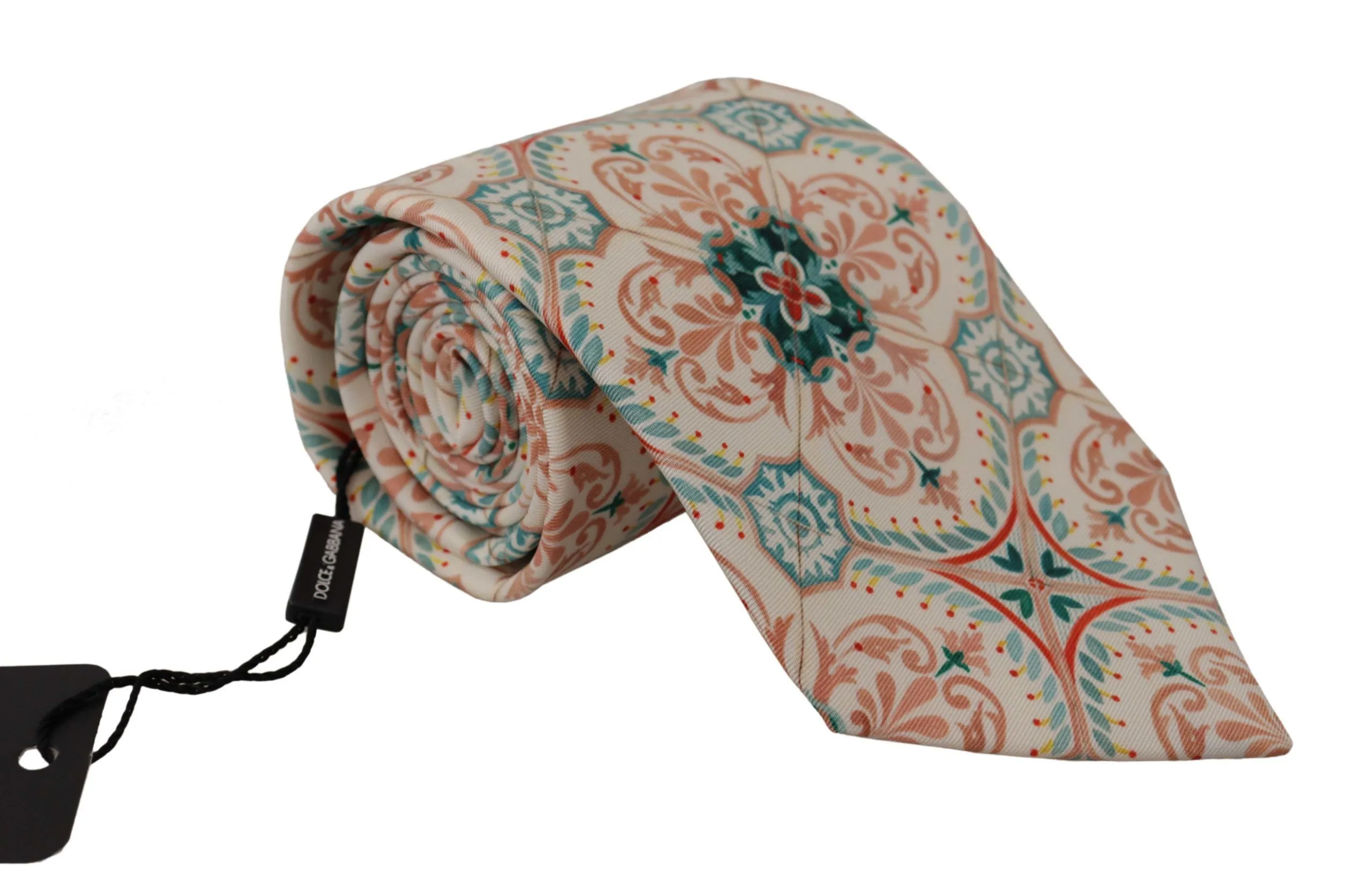 Dolce & Gabbana Men's Elegant Beige Majolica Silk Tie