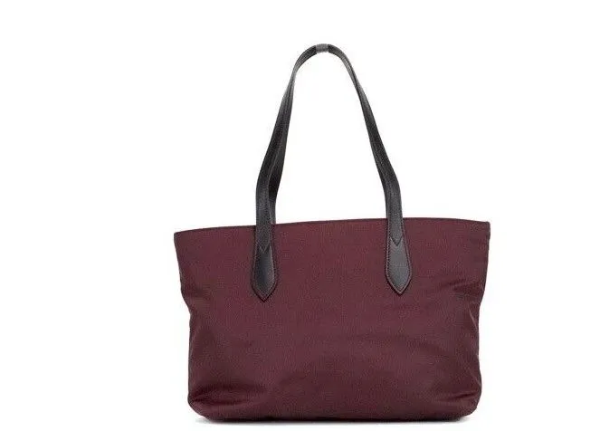 Burberry Women's Small Burgundy Logo Branded Econyl Nylon Tote Shoulder Handbag Purse