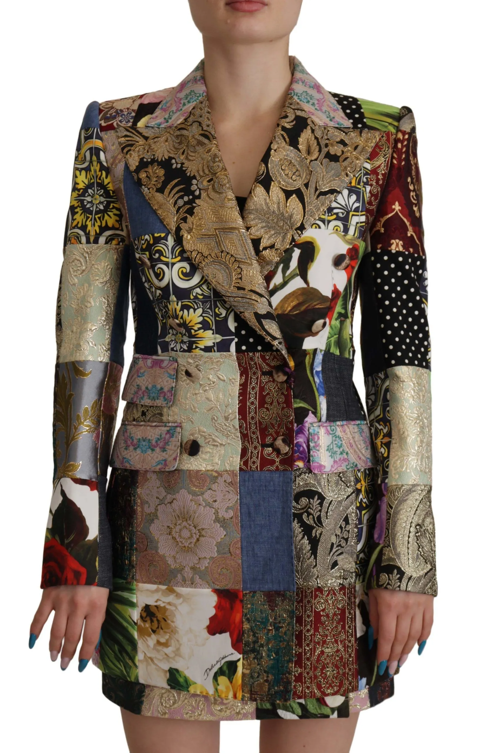 Dolce & Gabbana Women's Elegant Multicolor Patchwork Blazer Jacket