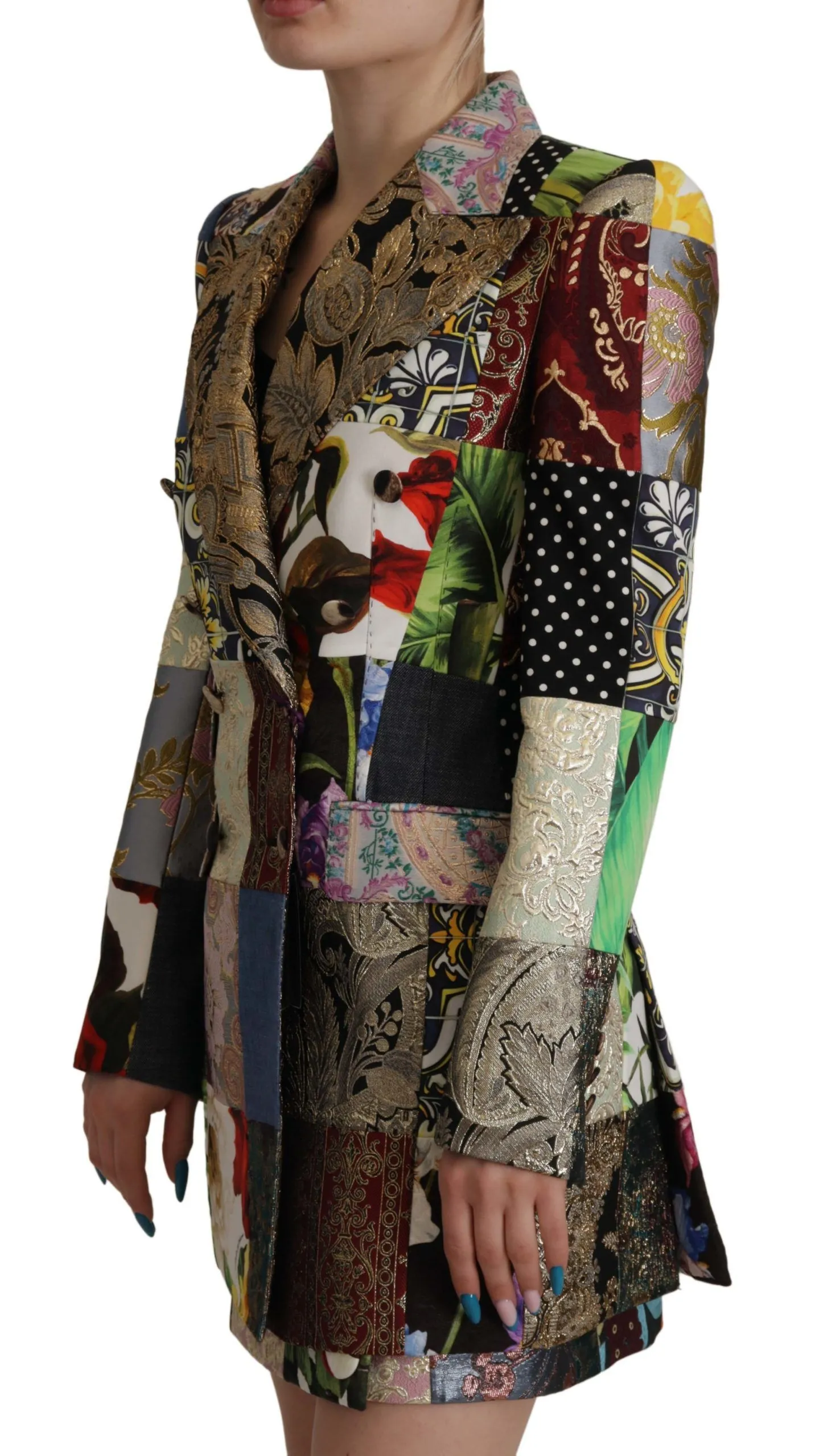 Dolce & Gabbana Women's Elegant Multicolor Patchwork Blazer Jacket