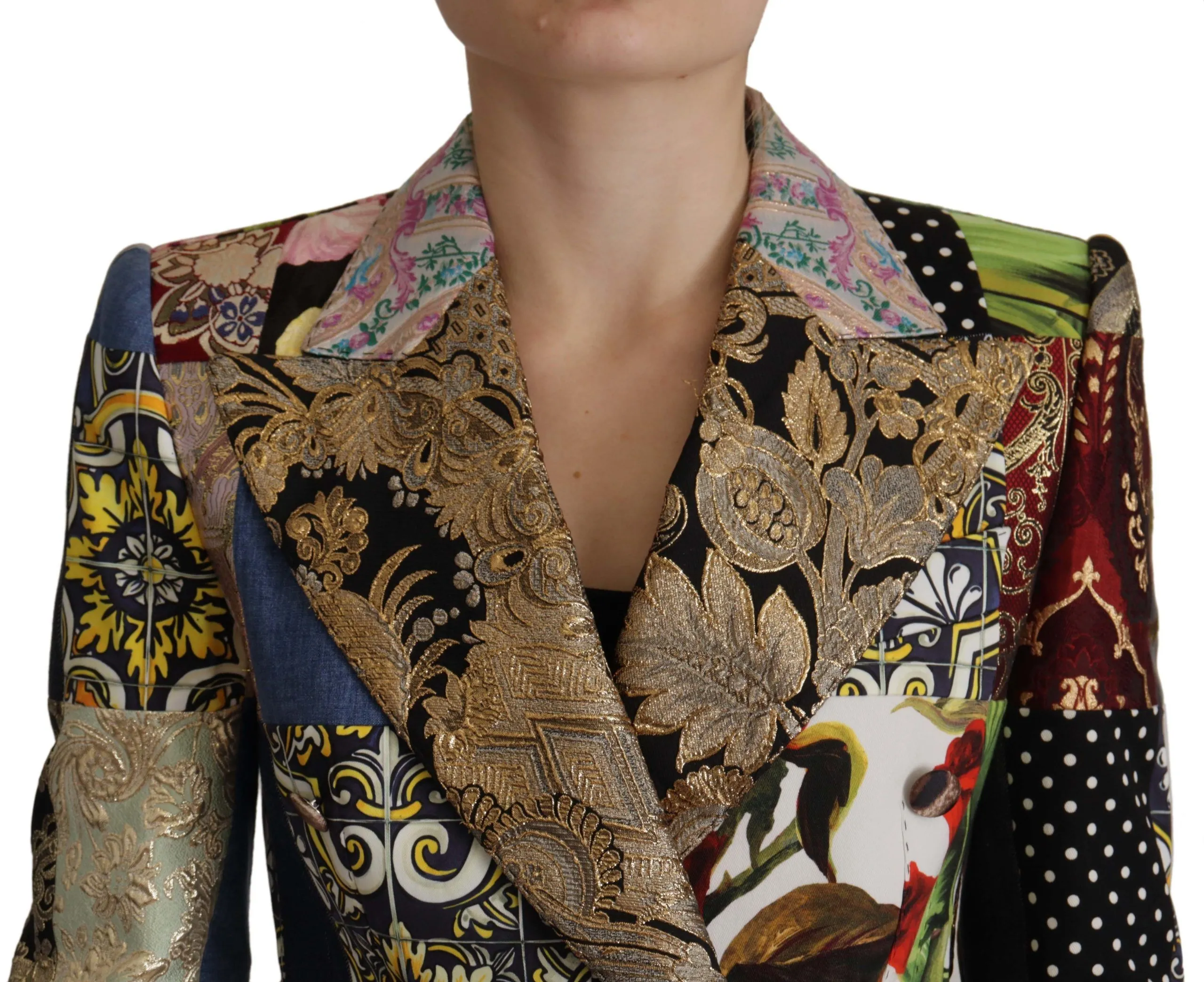 Dolce & Gabbana Women's Elegant Multicolor Patchwork Blazer Jacket
