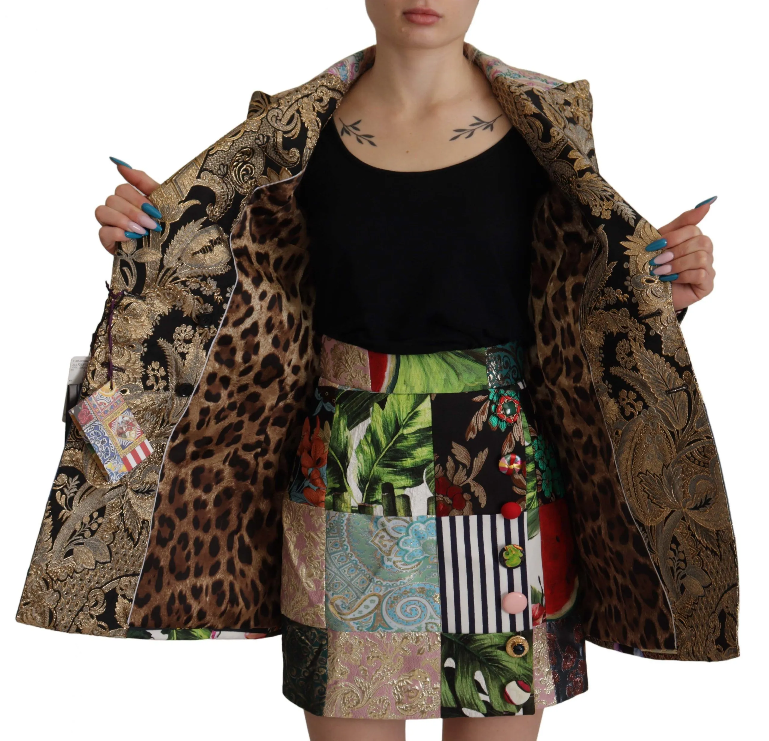 Dolce & Gabbana Women's Elegant Multicolor Patchwork Blazer Jacket