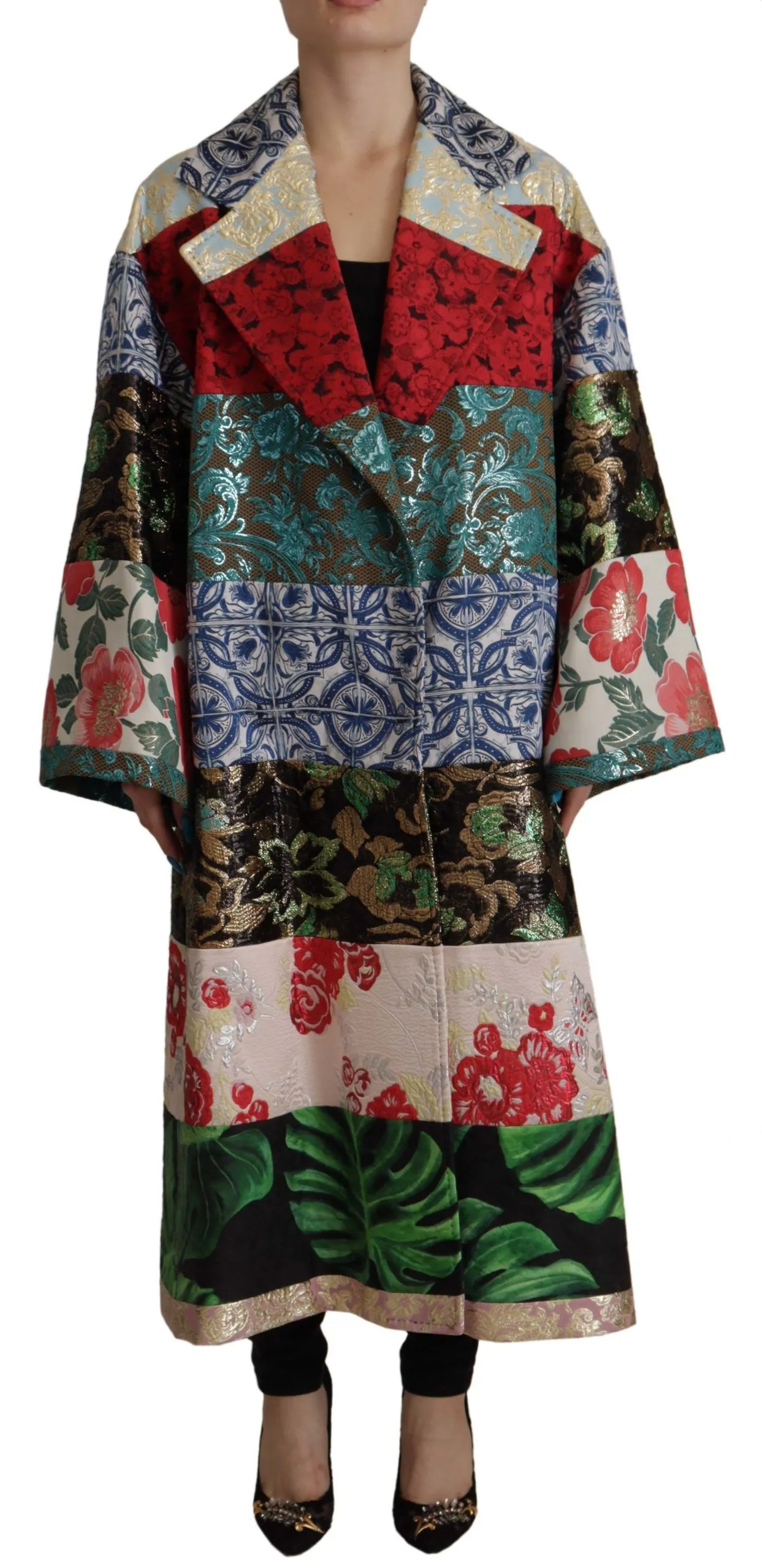 Dolce & Gabbana Women's Multicolor Patchwork Oversized Coat