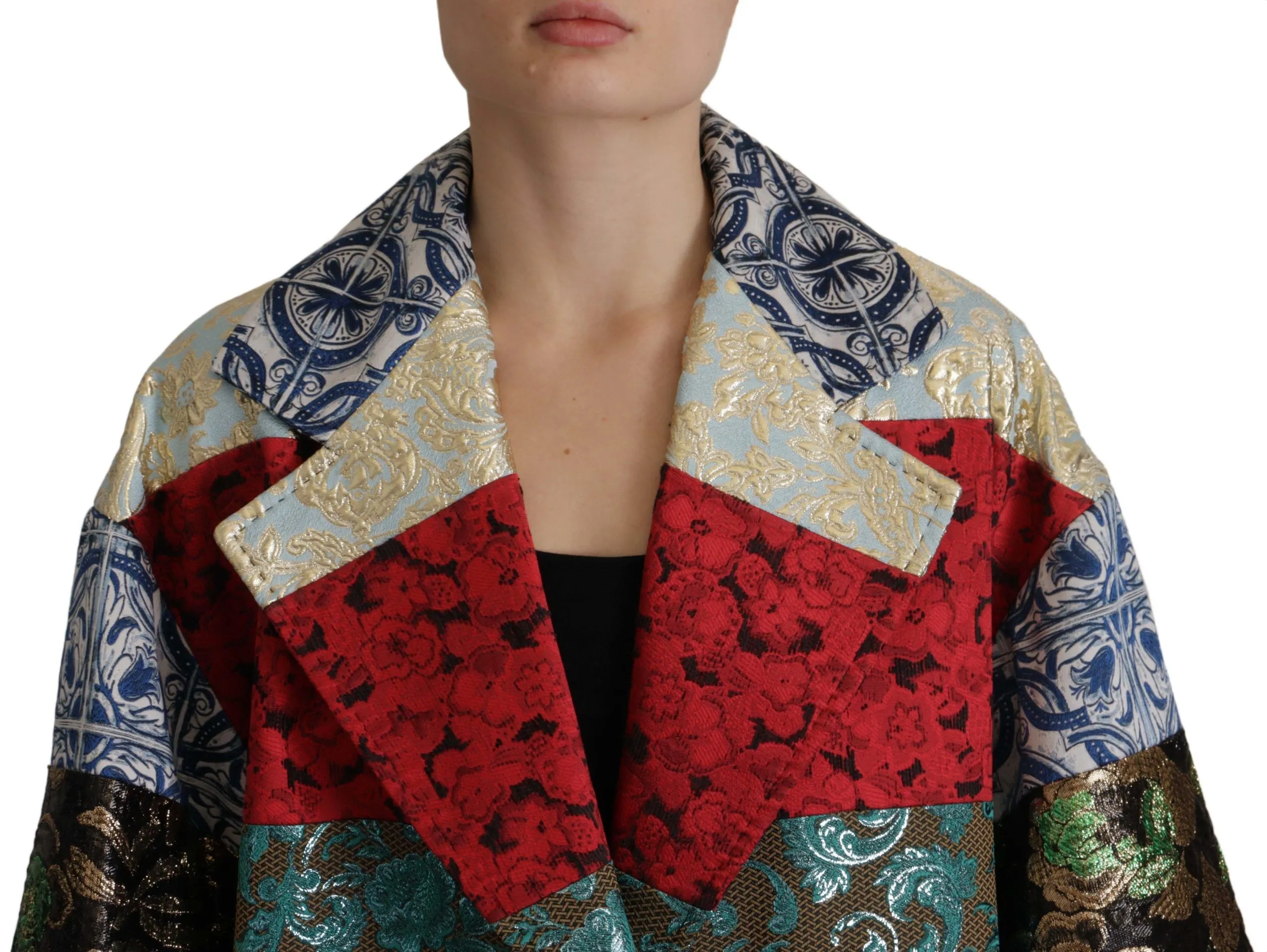 Dolce & Gabbana Women's Multicolor Patchwork Oversized Coat