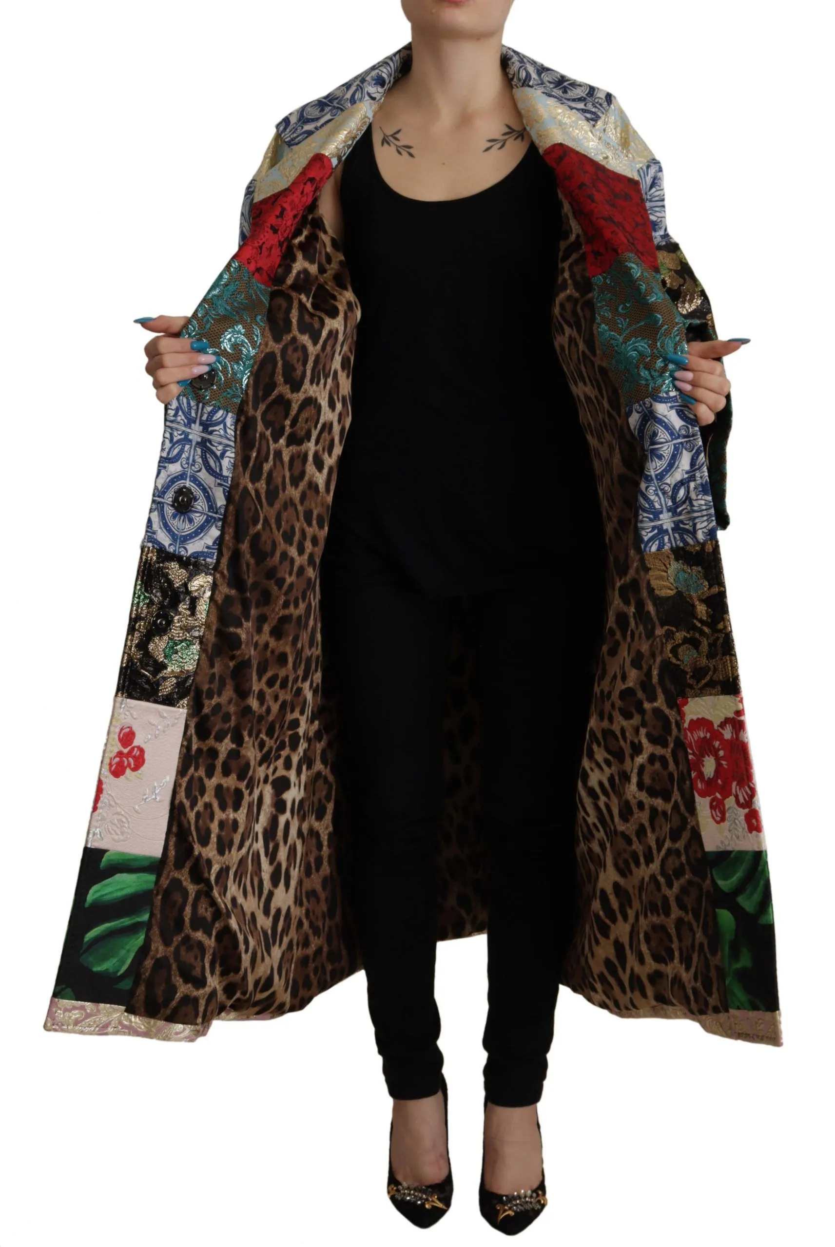 Dolce & Gabbana Women's Multicolor Patchwork Oversized Coat