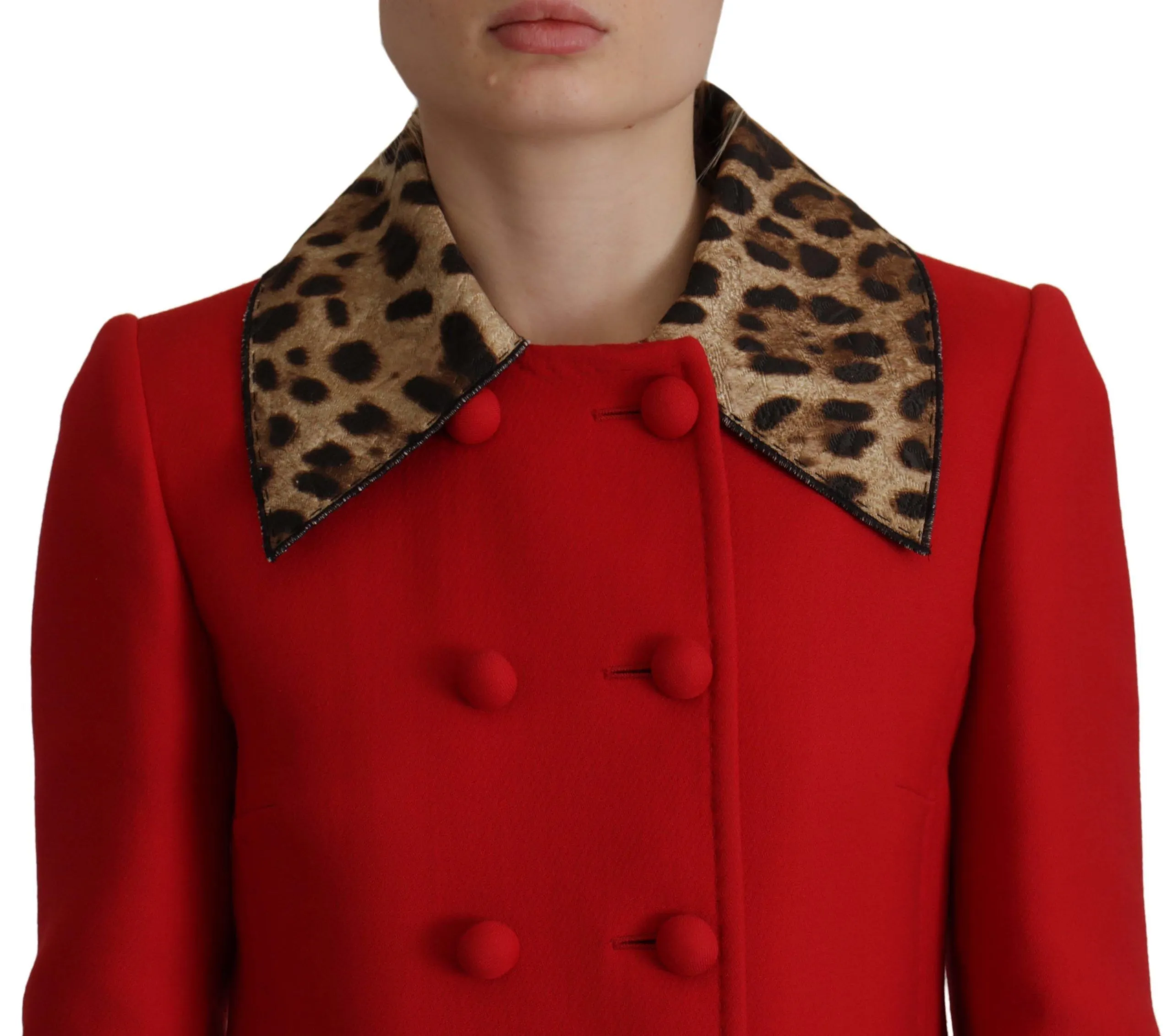 Dolce & Gabbana Women's Elegant Red Leopard Trench Coat