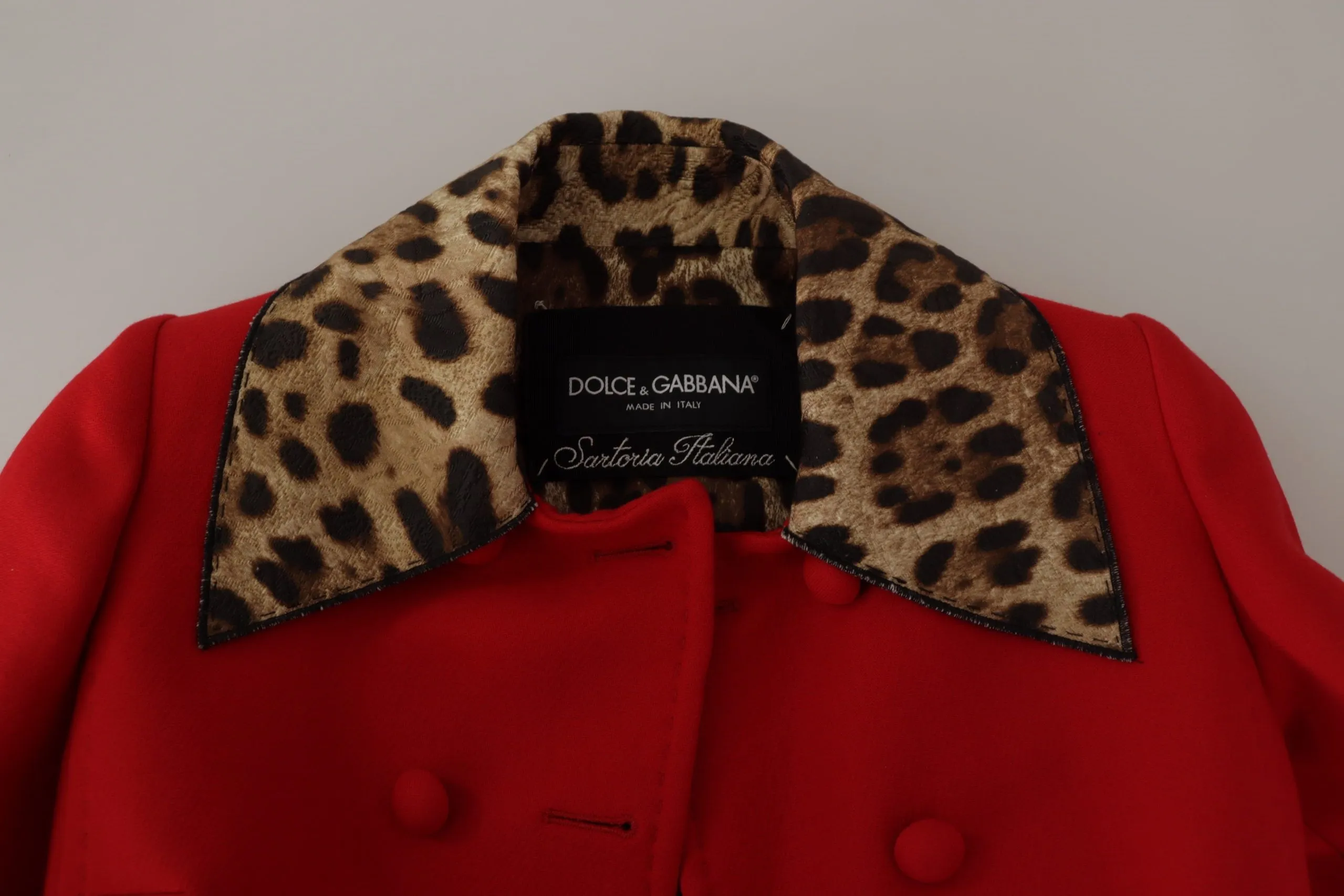 Dolce & Gabbana Women's Elegant Red Leopard Trench Coat
