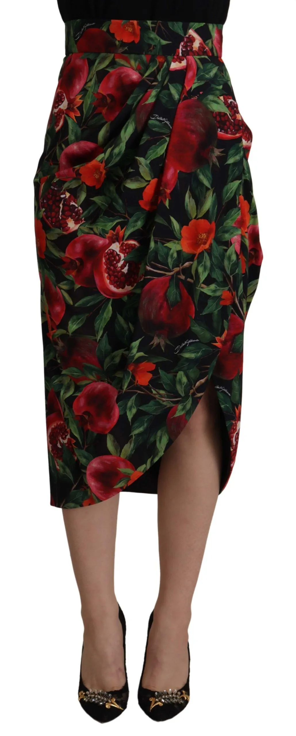 Dolce & Gabbana Women's Chic Midi Wrap Skirt with Fruit Motif
