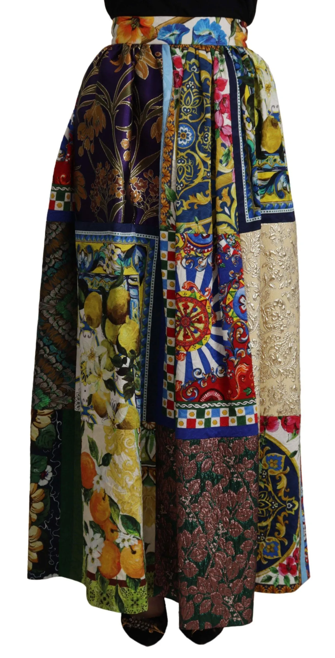 Dolce & Gabbana Women's High Waist Maxi Skirt with Sicilian Patterns