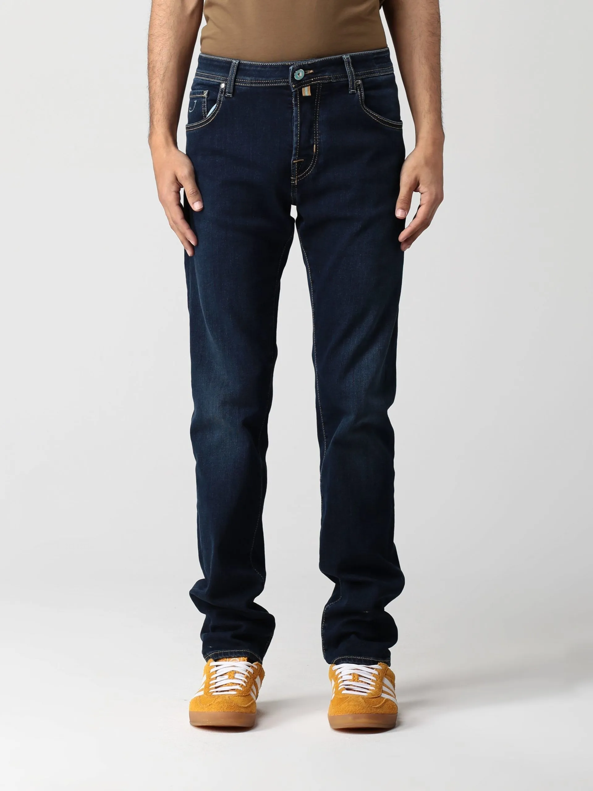 Jacob Cohen Men's Elegant Blue Denim with Turquoise Pony Patch