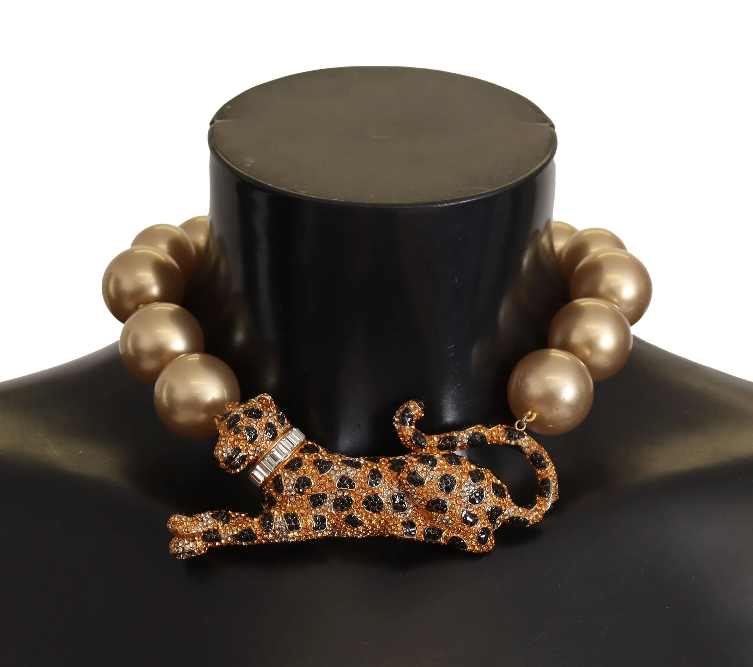 Dolce & Gabbana Women's Golden Leopard Beaded Choker Necklace