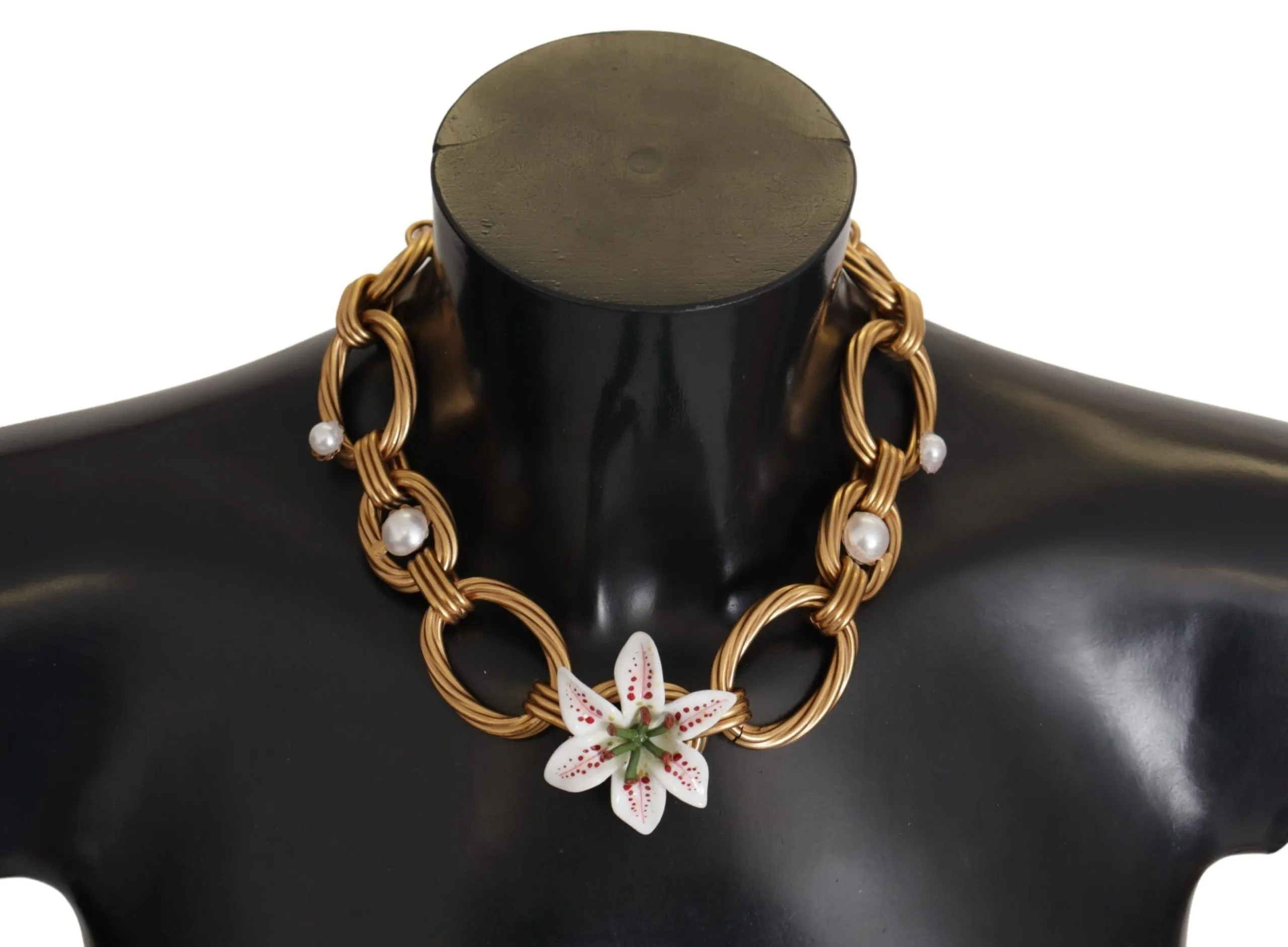 Dolce & Gabbana Women's Elegant Gold Lilly Flower Pendant Necklace