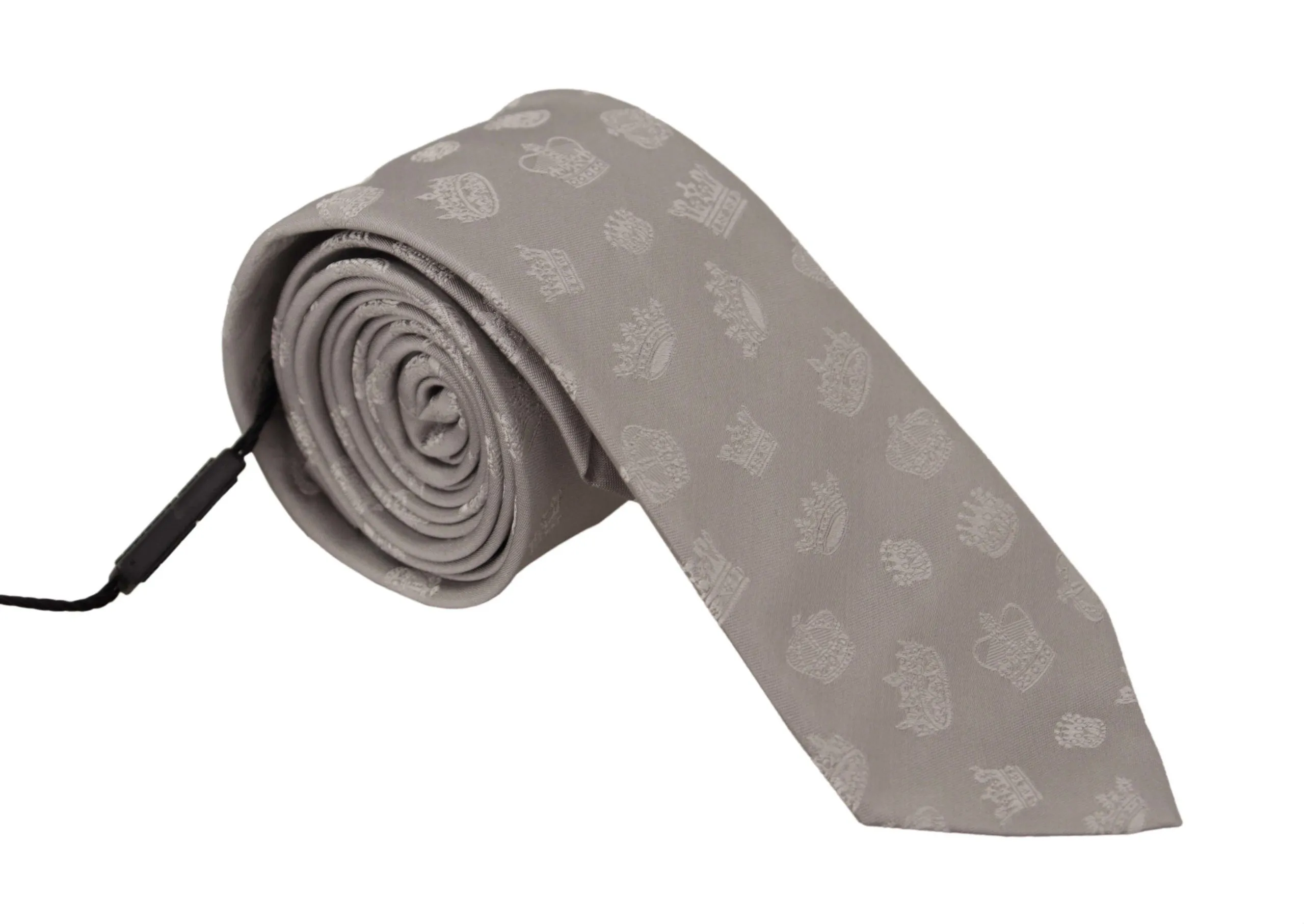 Dolce & Gabbana Men's Elegant Silk Gray Crown Print Bow Tie