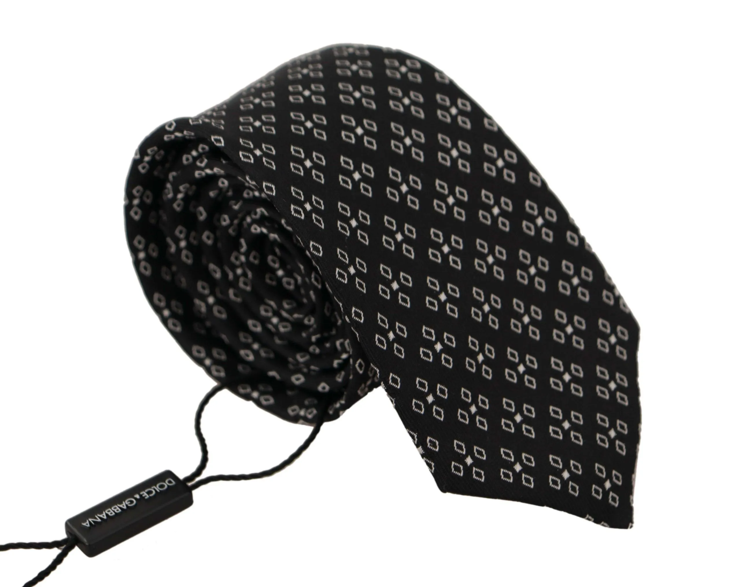 Dolce & Gabbana Men's Elegant Black Silk Geometric Bow Tie