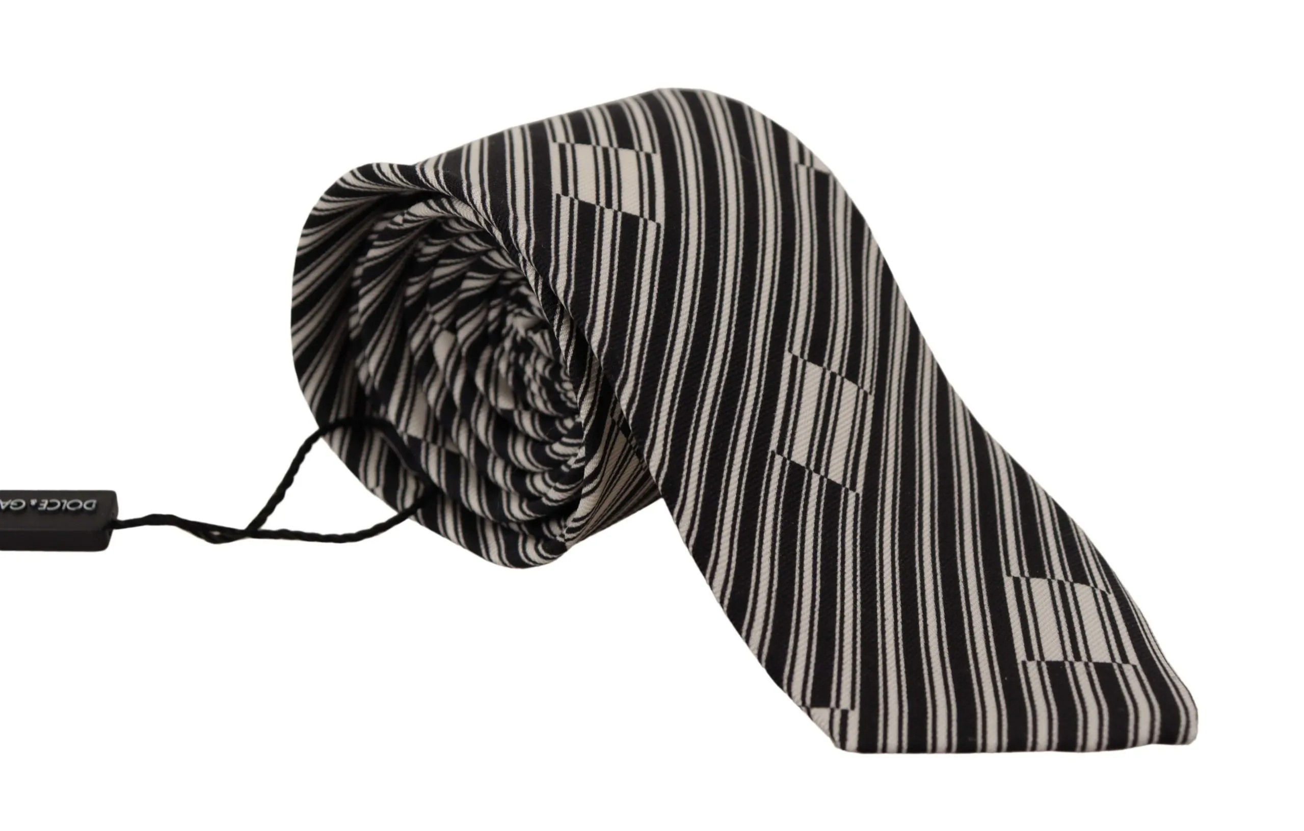 Dolce & Gabbana Men's Elegant Black White Silk Bow Tie