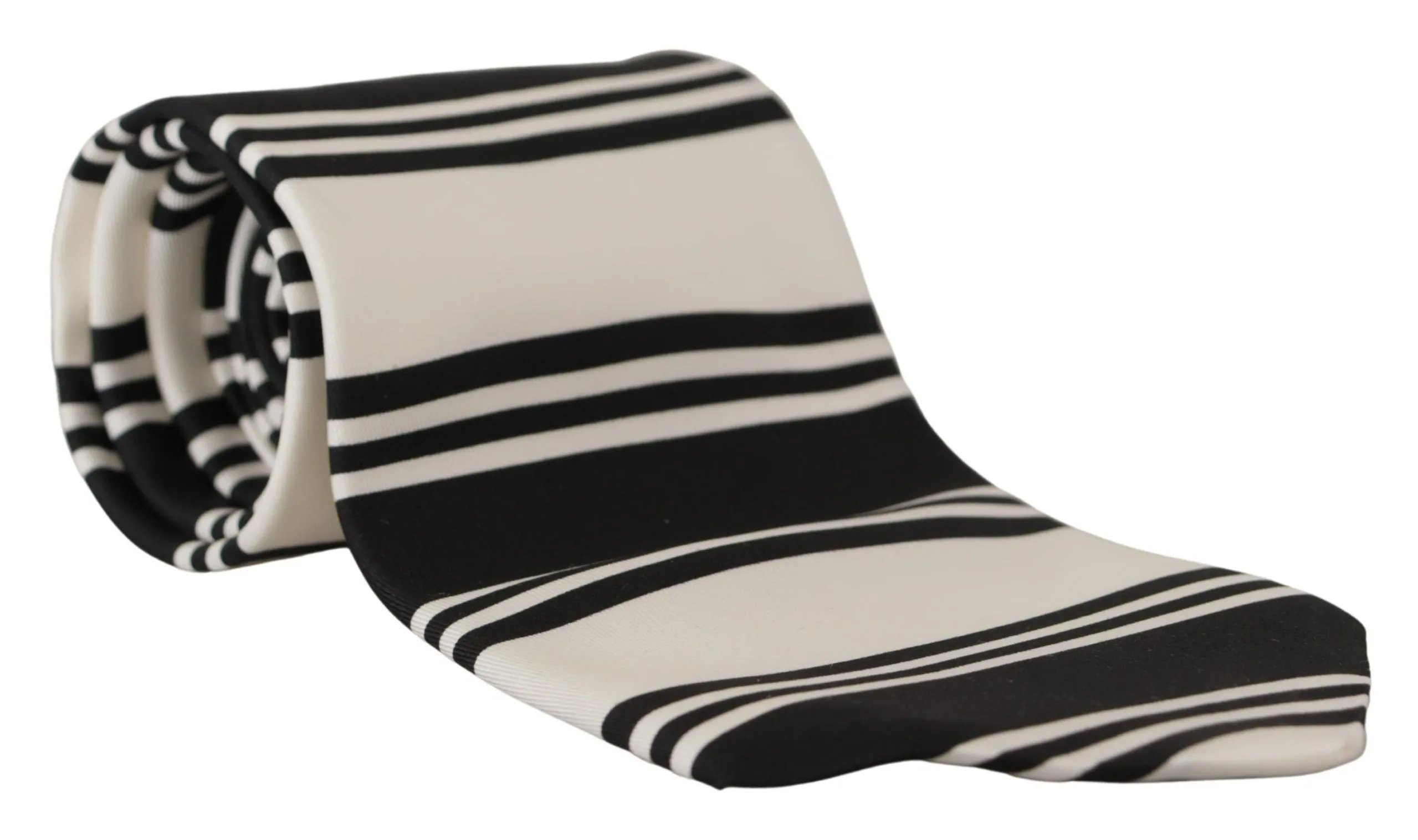 Dolce & Gabbana Men's Elegant Black and White Silk Tie
