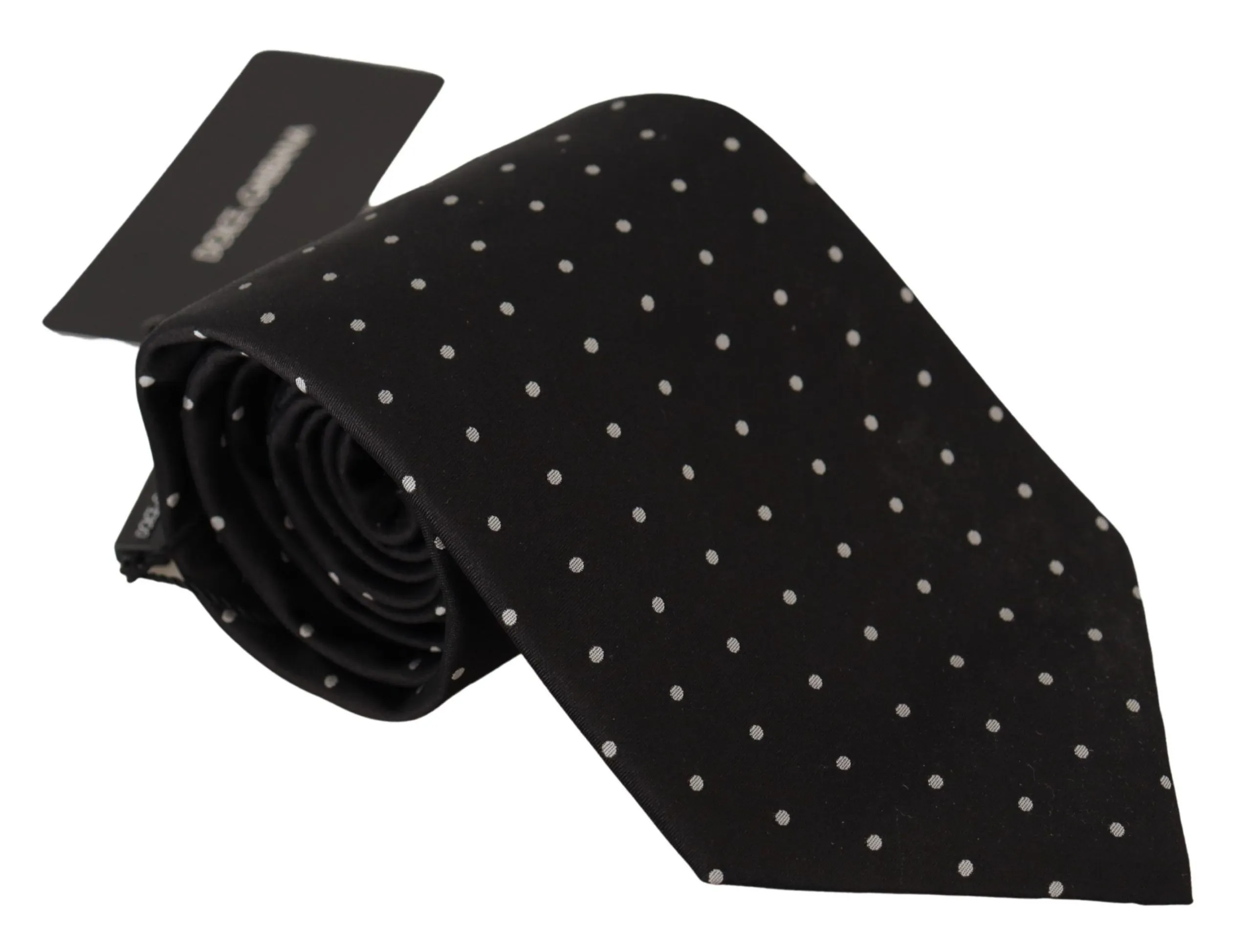 Dolce & Gabbana Men's Elegant Black and White Polka Dot Silk Tie