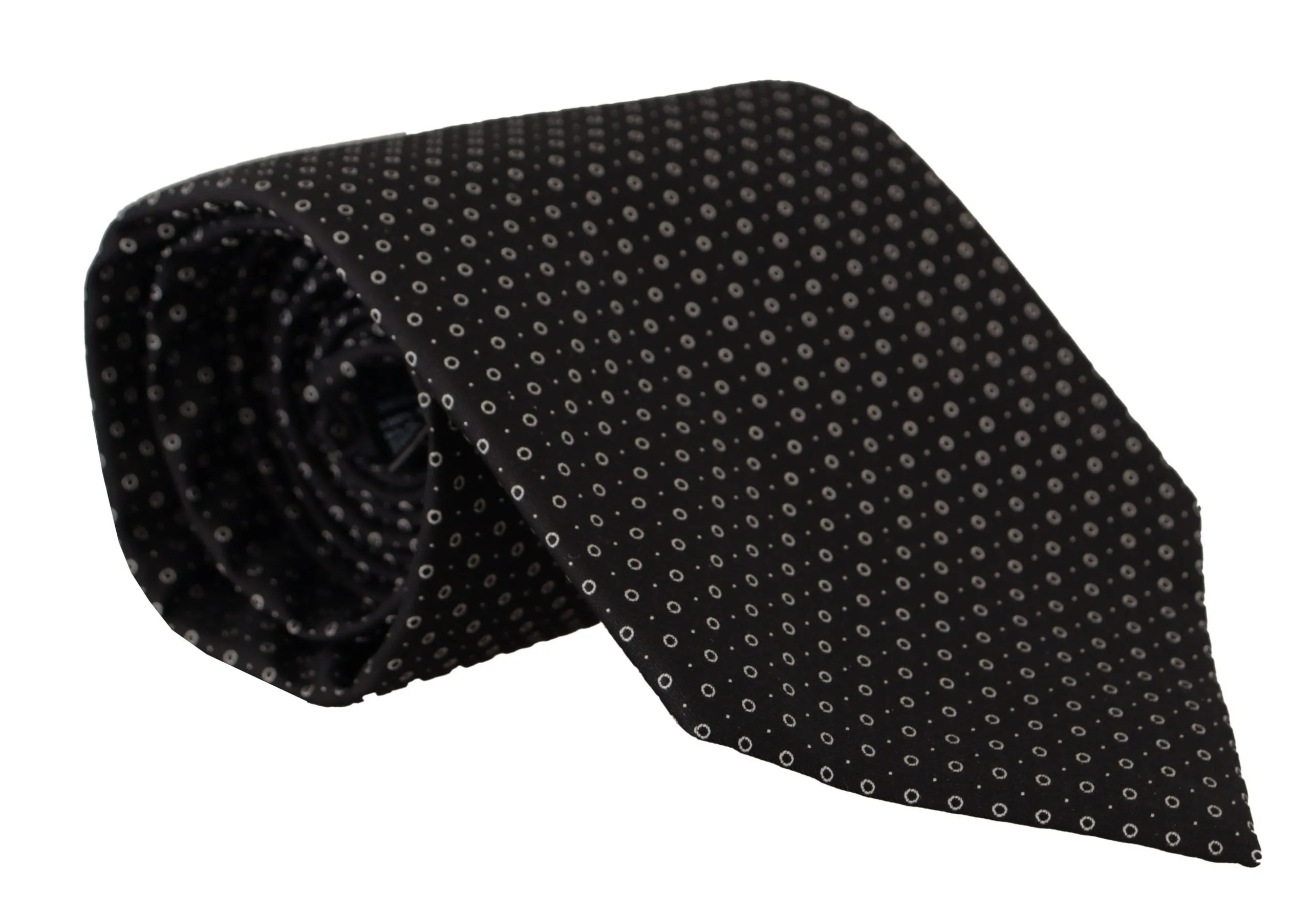 Dolce & Gabbana Men's Elegant Black White Polka Dot Silk Tie