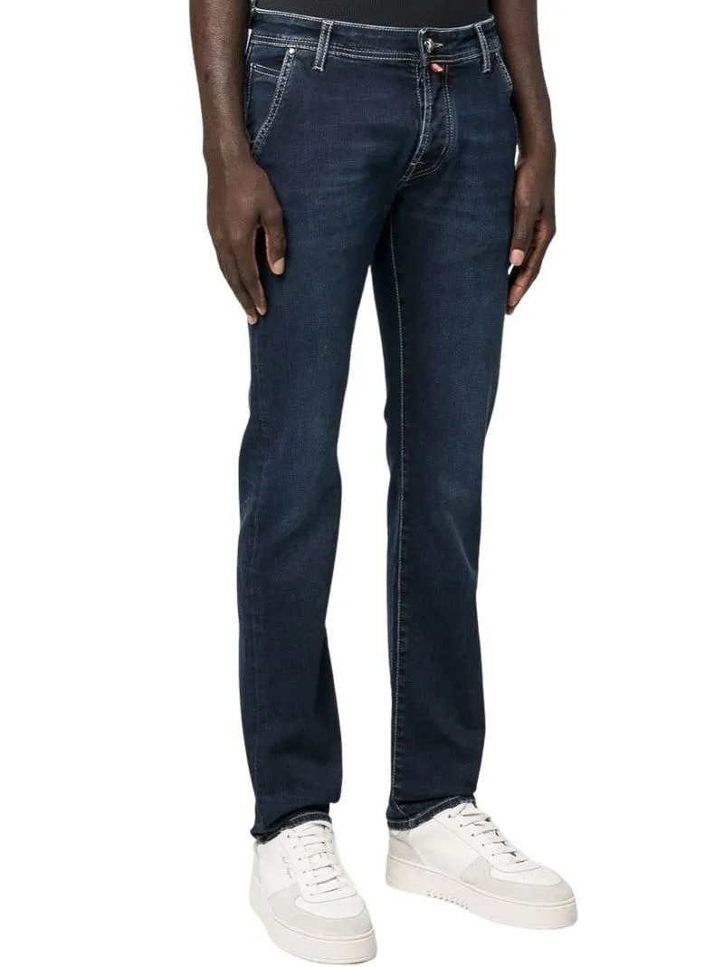 Jacob Cohen Men's Elegant Blue Denim with Suede Accent