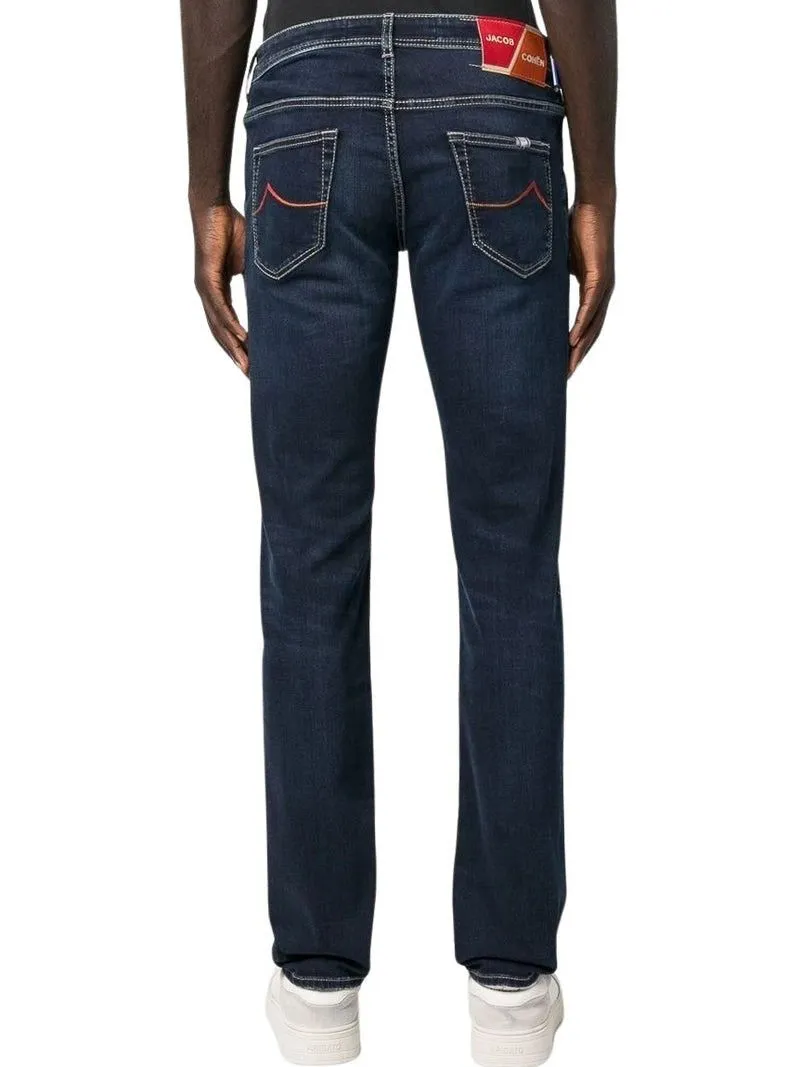 Jacob Cohen Men's Elegant Blue Denim with Suede Accent