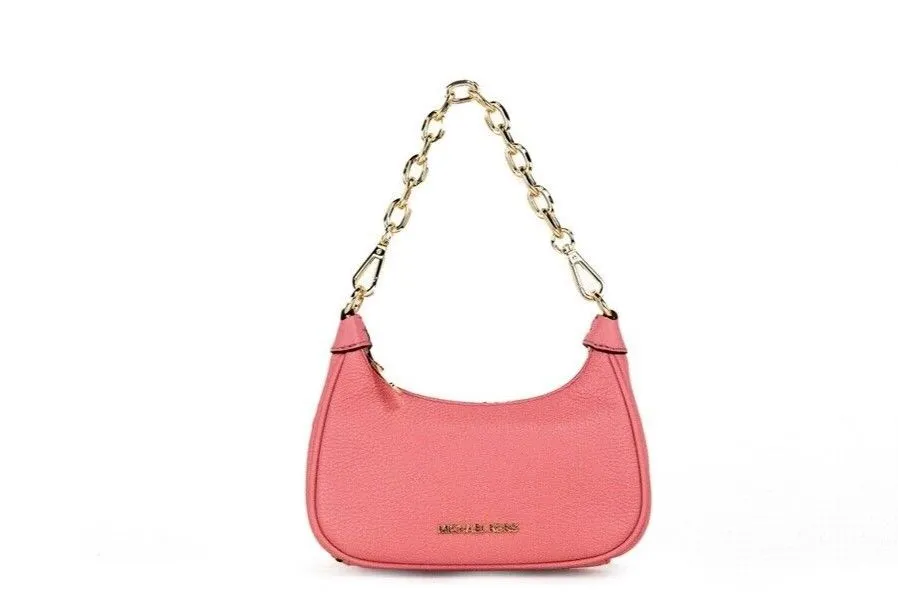 Michael Kors Women's Cora Mini Tea Rose Pebbled Leather Zip Pouchette Crossbody Handbag