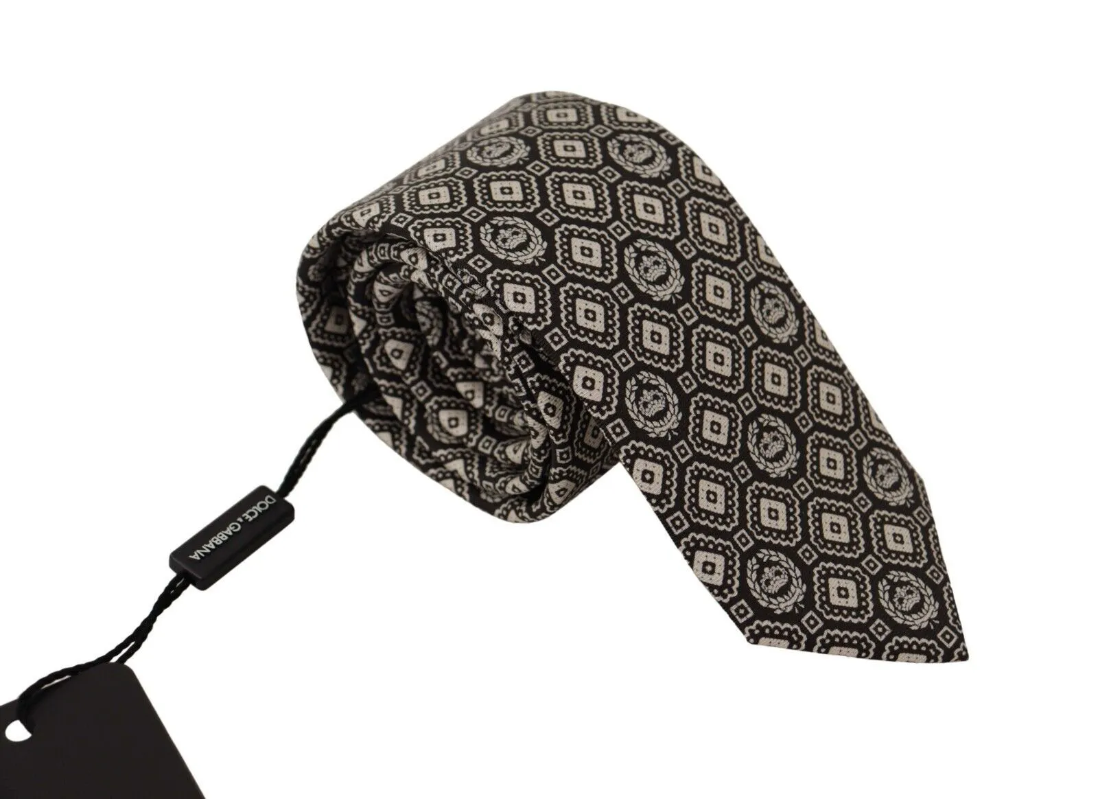 Dolce & Gabbana Men's Elegant Silk Bow Tie in Black White Fantasy Print