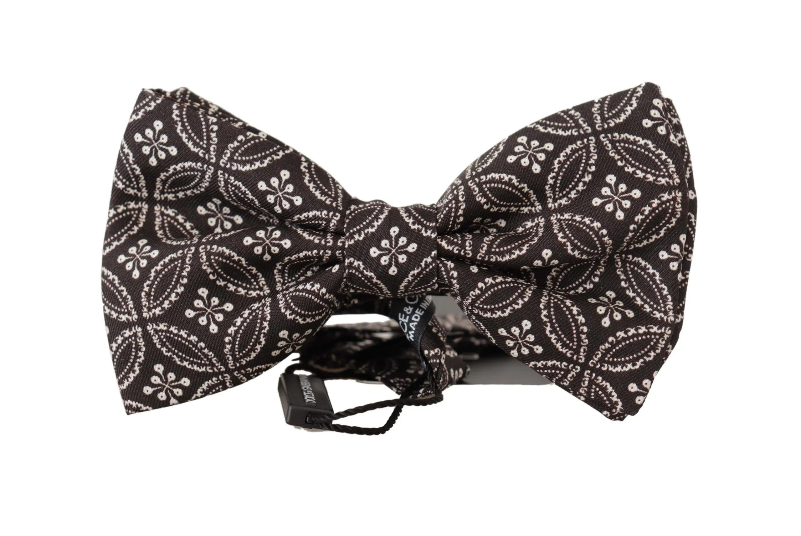 Dolce & Gabbana Men's Elegant Black and White Silk Bow Tie