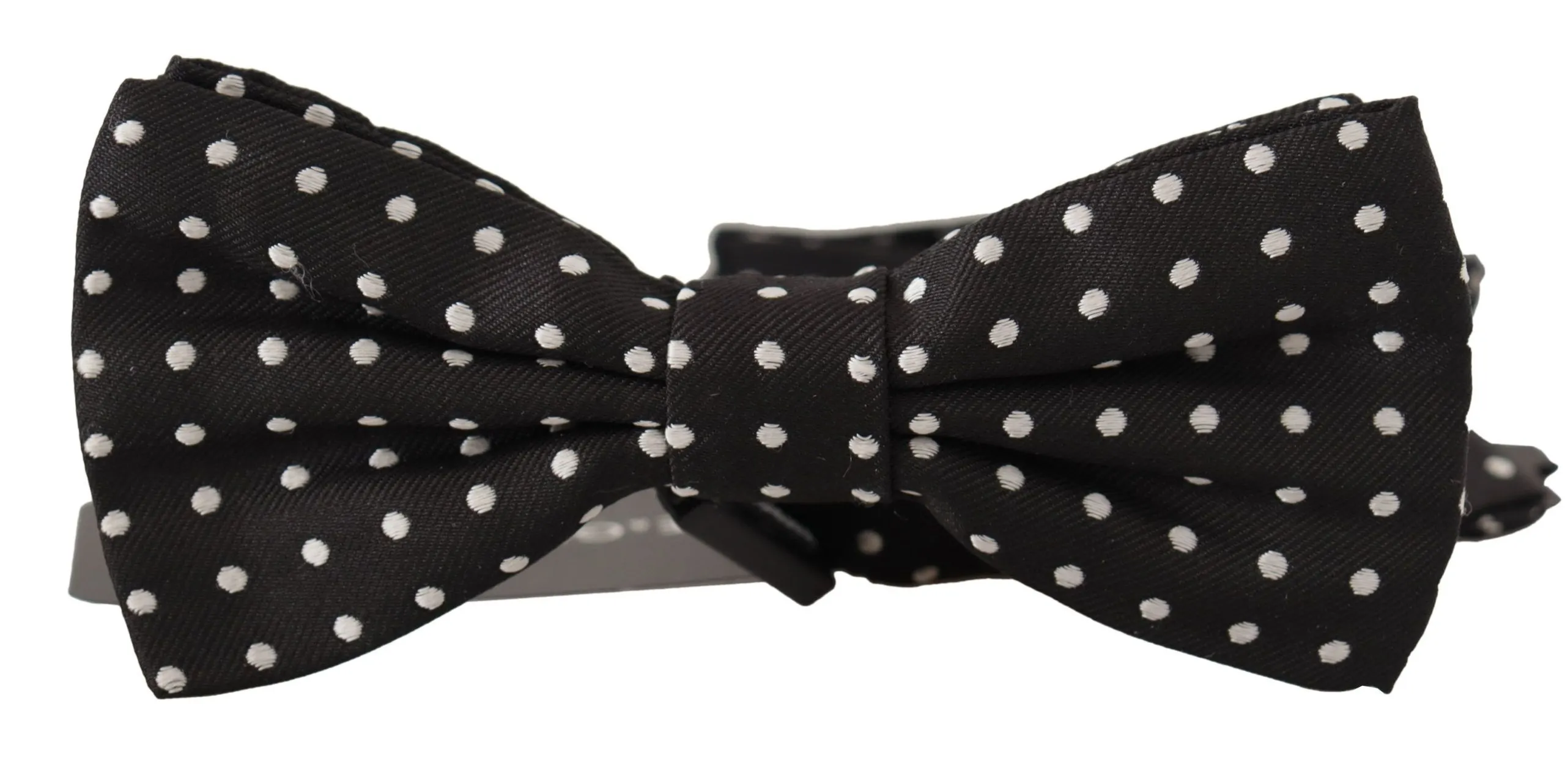 Dolce & Gabbana Men's Elegant Black and White Polka Dot Silk Bow Tie
