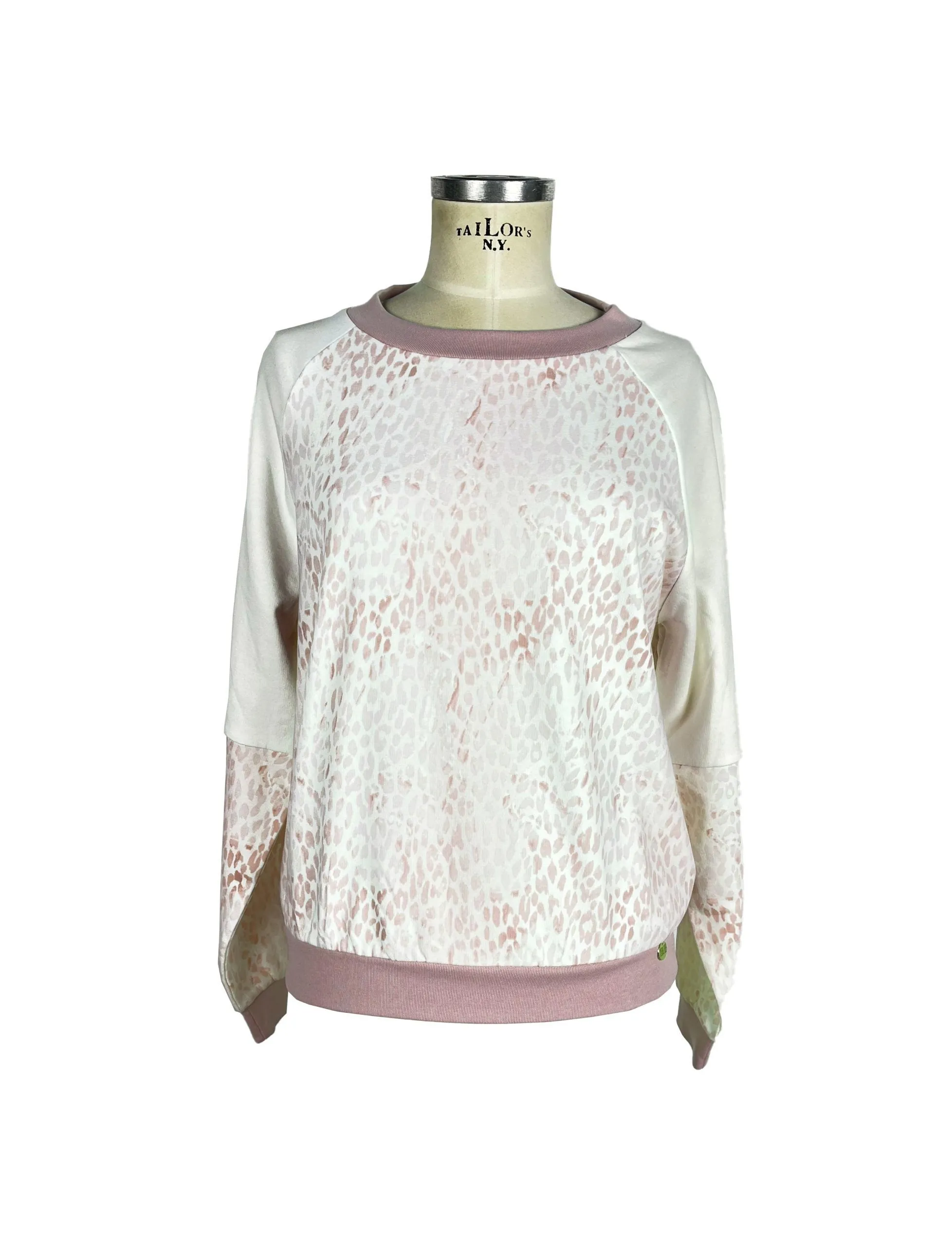 Yes Zee Women's Pink Leopard Texture Hooded Sweatshirt