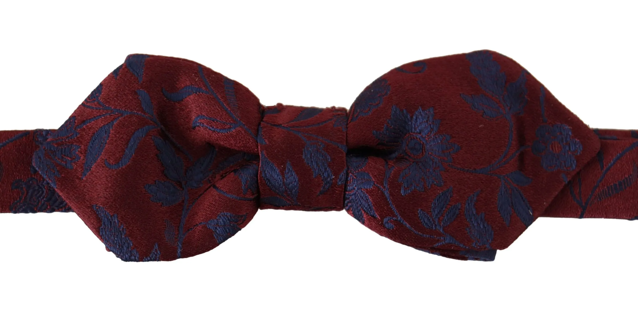 Dolce & Gabbana Men's Maroon Silk Bow Tie with Blue Flower Pattern