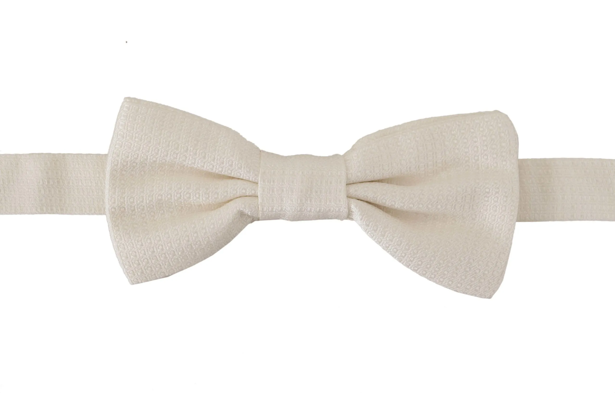 Dolce & Gabbana Men's Elegant Silk Bow Tie in Off White
