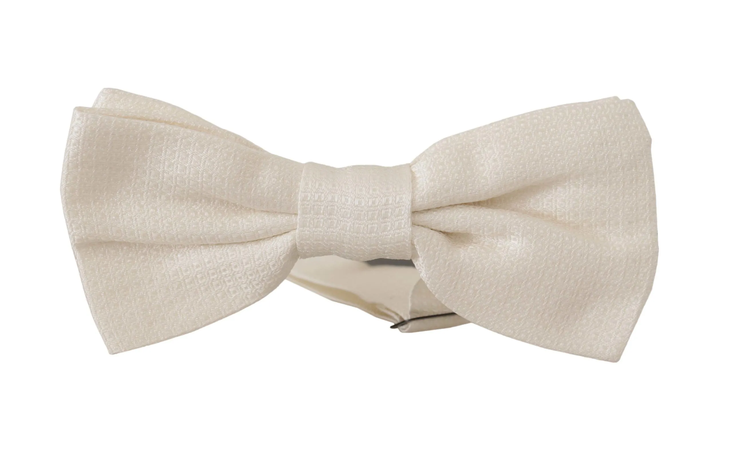 Dolce & Gabbana Men's Elegant Off White Silk Bow Tie